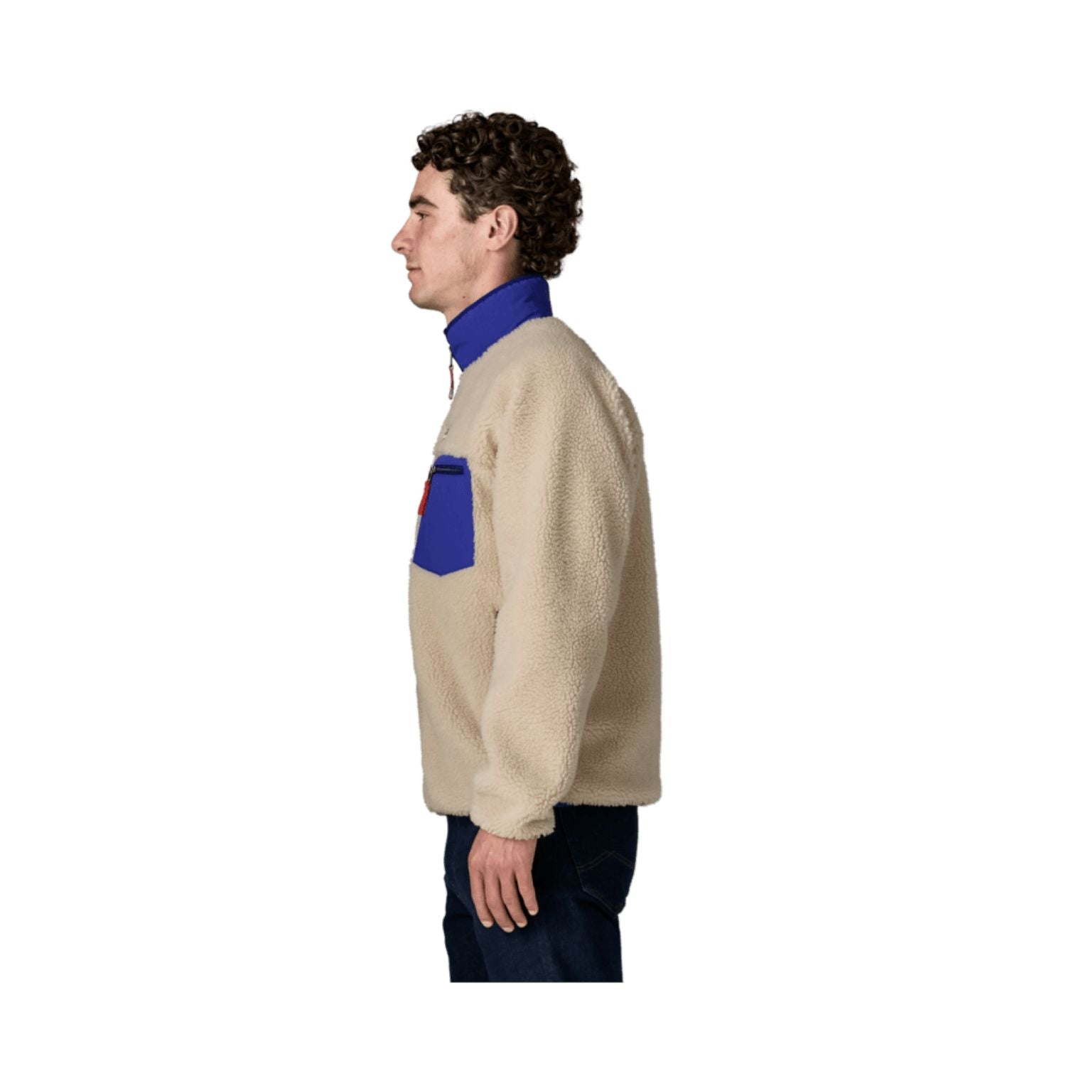 Patagonia Men's Classic Retro-X® Fleece Jacket - L (Dark Natural W/Cobalt Blue)