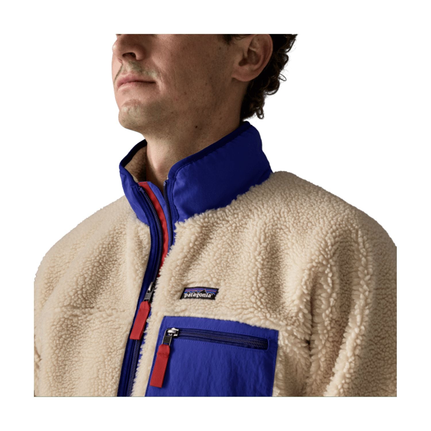 Patagonia Men's Classic Retro-X® Fleece Jacket - L (Dark Natural W/Cobalt Blue)
