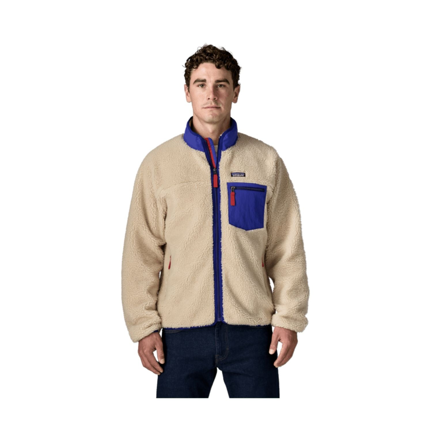 Patagonia Men's Classic Retro-X® Fleece Jacket - S (Dark Natural W/Cobalt Blue)