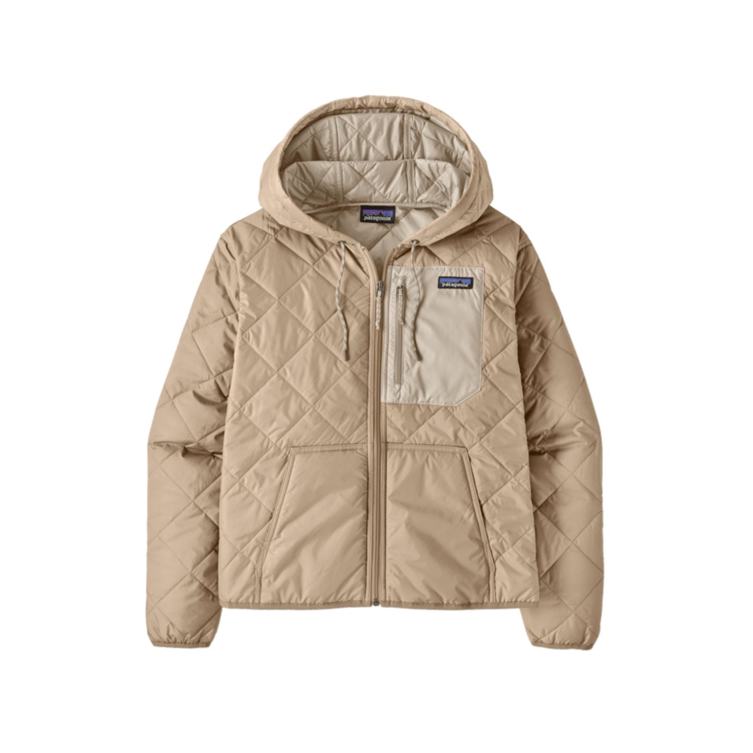 Patagonia Women's Diamond Quilted Bomber Hoody - L (Oar Tan)