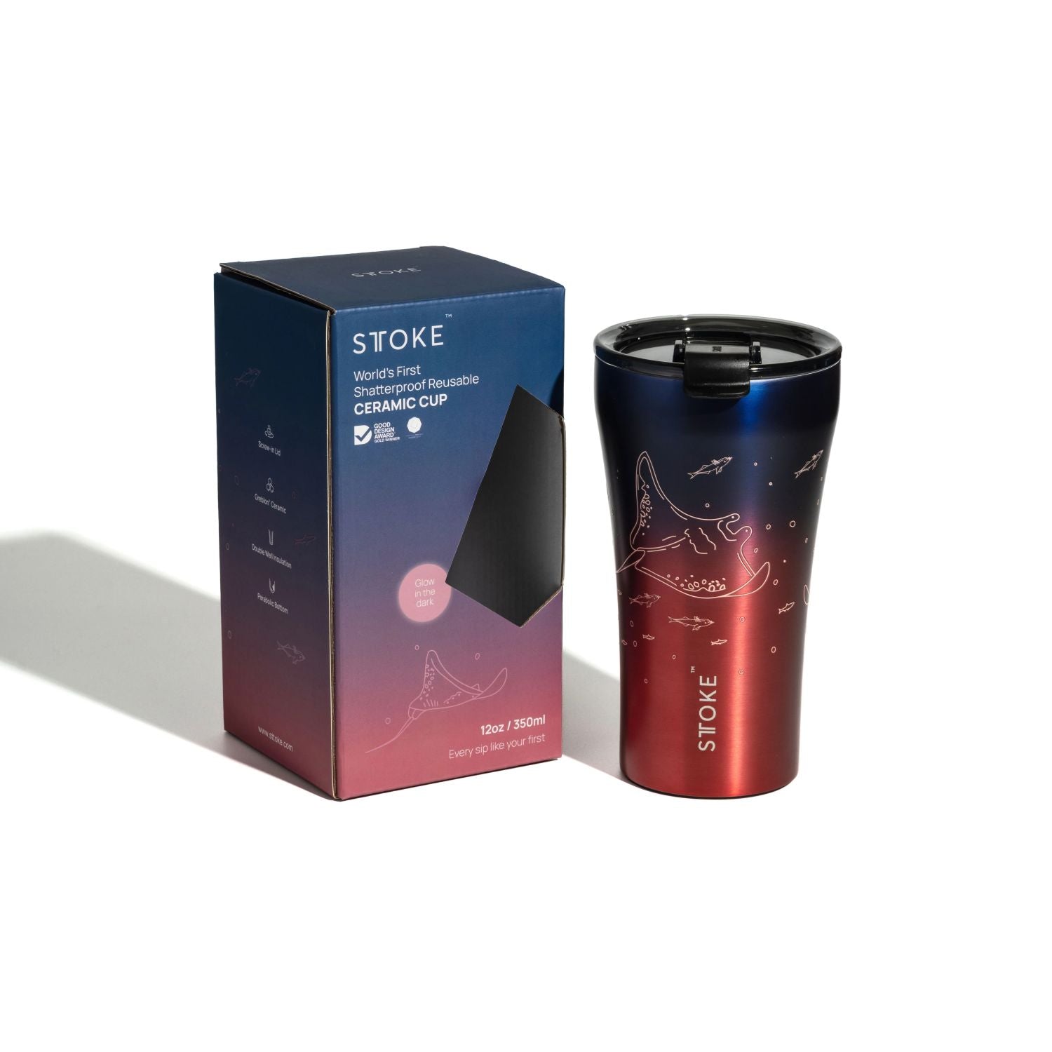 STTOKE Limited Edition Leakproof Ocean Series Insulated Cup 12oz - Manta Ray