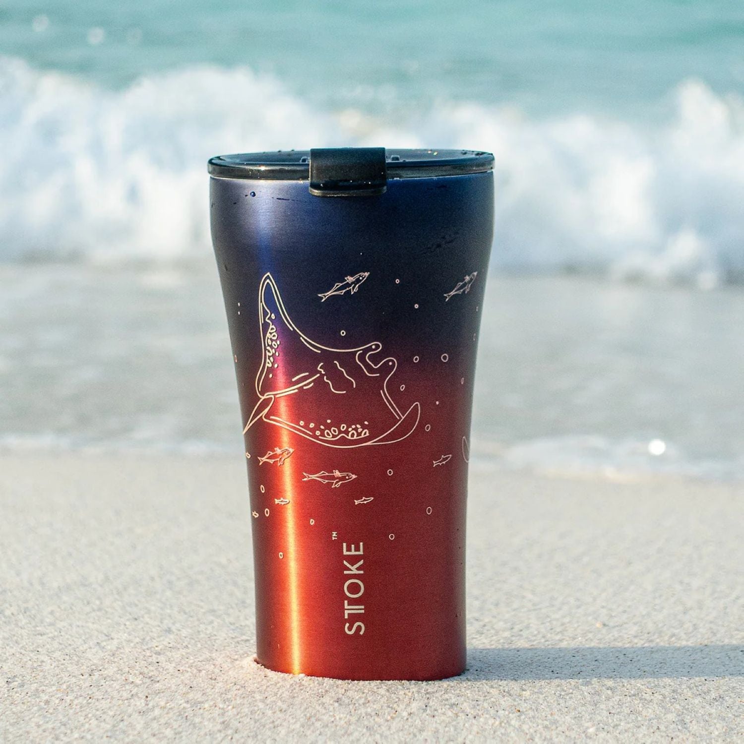 STTOKE Limited Edition Leakproof Ocean Series Insulated Cup 12oz - Manta Ray