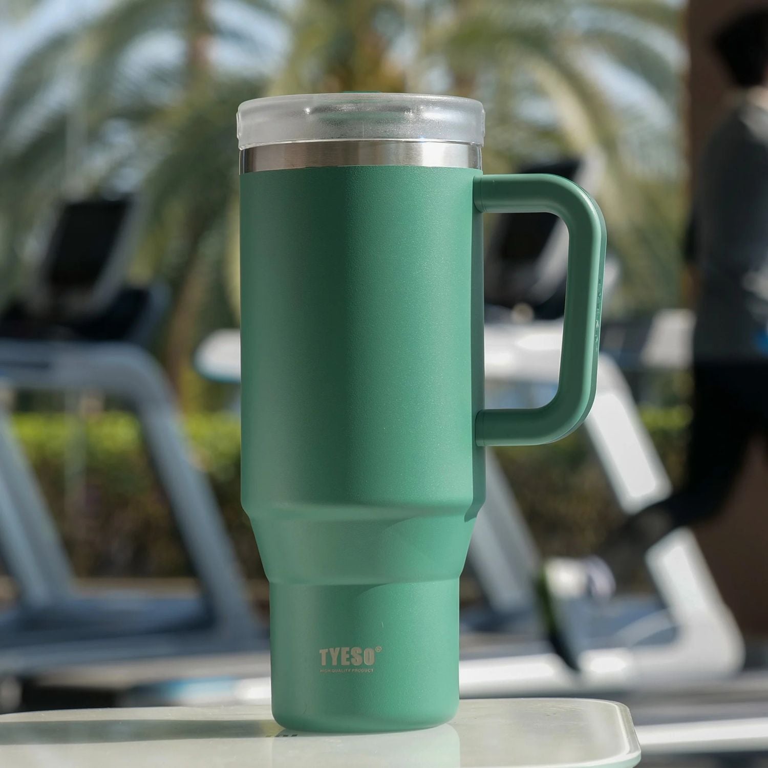 Tyeso Aura Leakproof 2 In 1 Sip & Straw Lid S/S Vacuum Tumbler 1200ml - Dark Green
