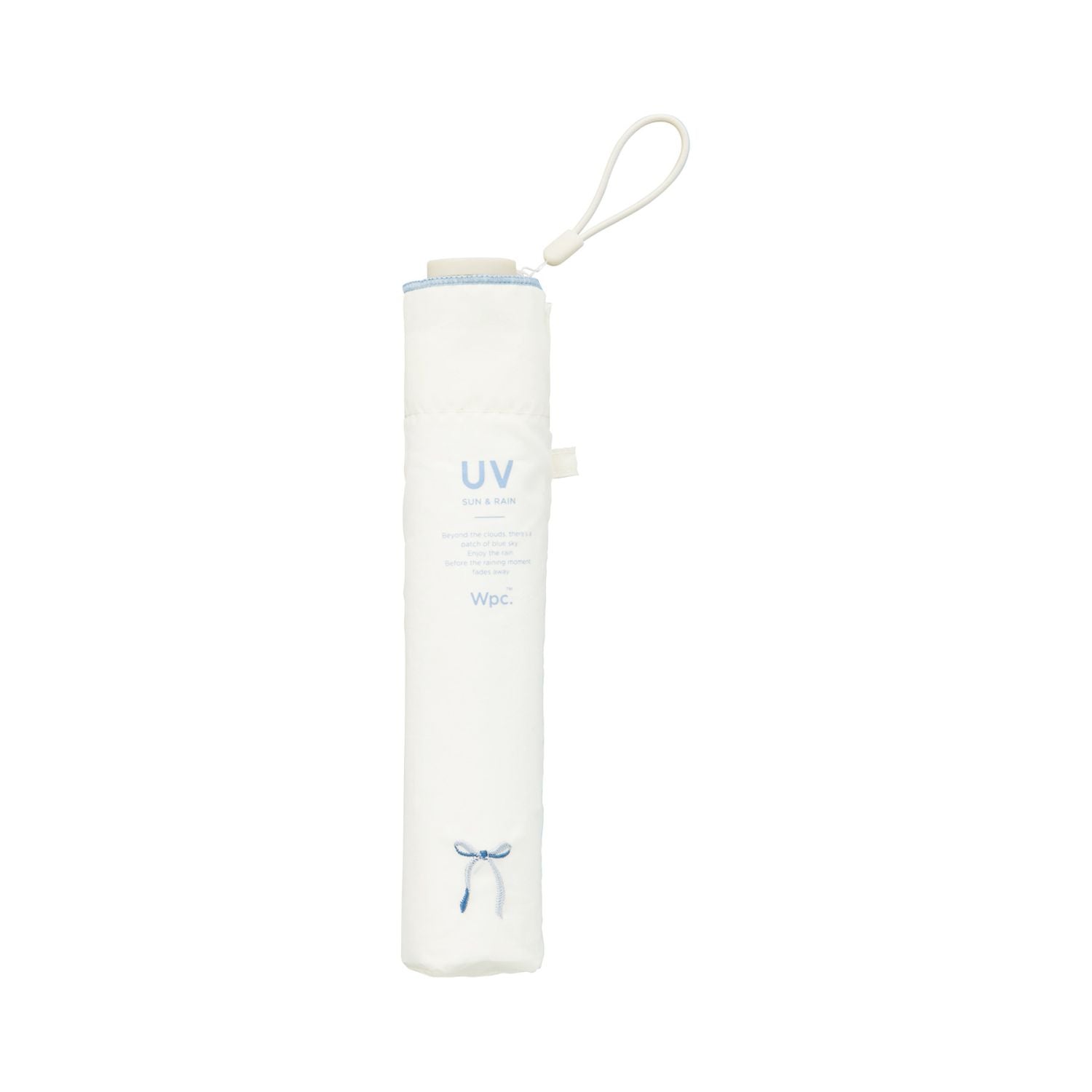 WPC Air-Light One Point Embroidery Mini Lightweight 115G UV Protection Umbrella 55cm (Off White Ribbon)