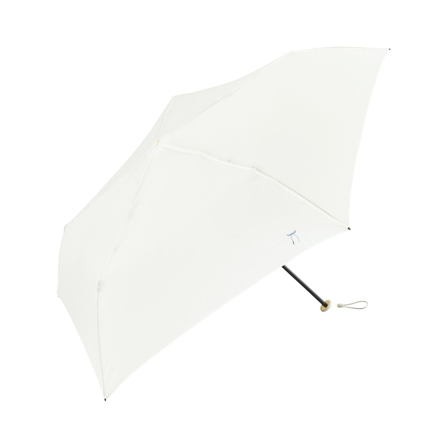 WPC Air-Light One Point Embroidery Mini Lightweight 115G UV Protection Umbrella 55cm (Off White Ribbon)