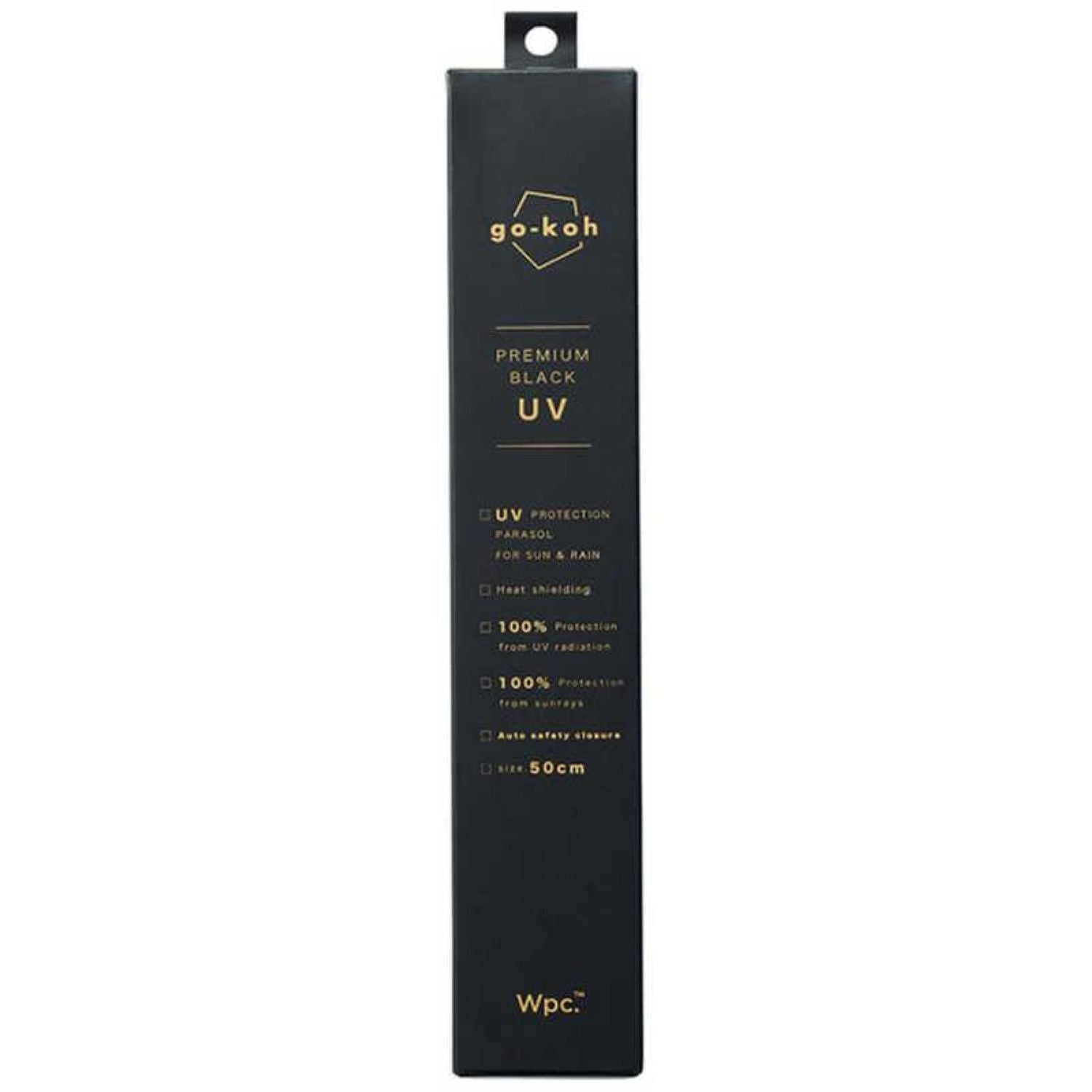 WPC Go-Koh Premium Automatic Compact UV Protection Upf50+ Umbrella 47cm (Black)