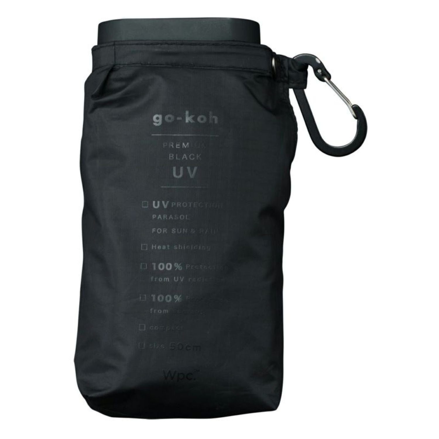 WPC Go-Koh Premium Black Compact UV Protection UPF 50+ Umbrella 50cm (Black)