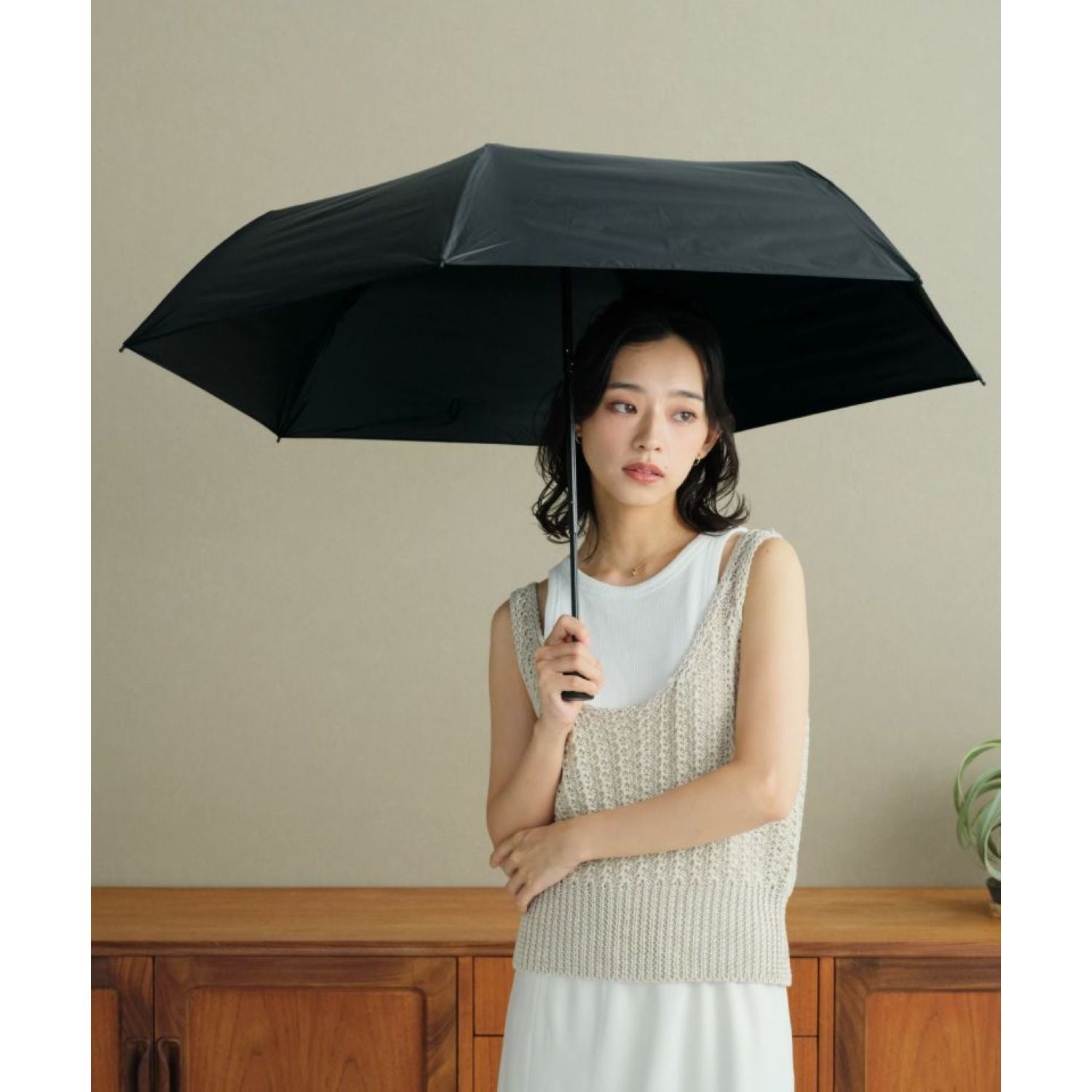 WPC Go-Koh Premium Black Wind Resistant UV Protection UPF 50+ Umbrella 55cm (Black)