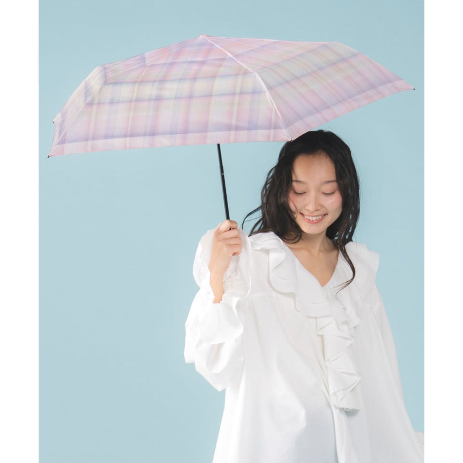 WPC Gradation Check Mini UV Protection UPF 50+ Umbrella 50cm - Pink