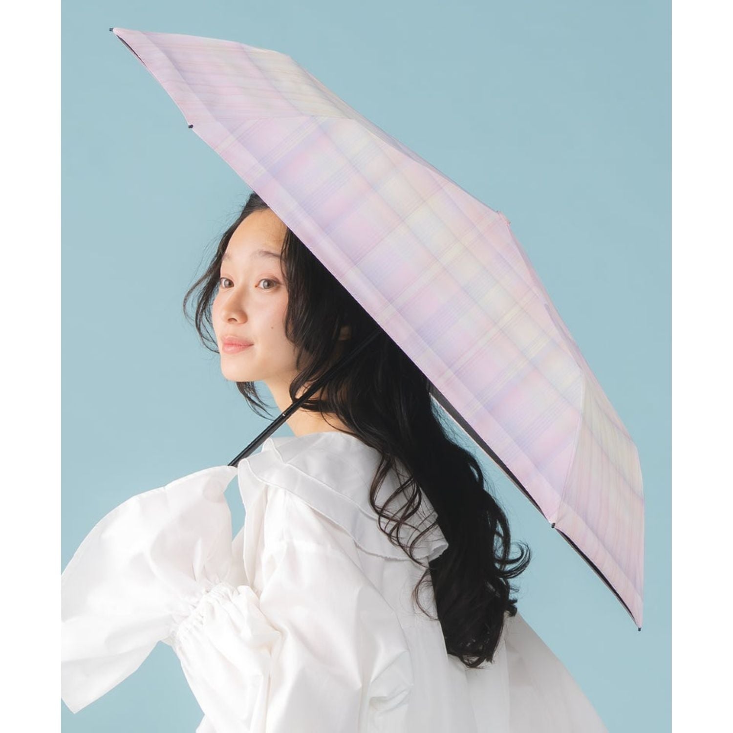 WPC Gradation Check Mini UV Protection UPF 50+ Umbrella 50cm - Pink
