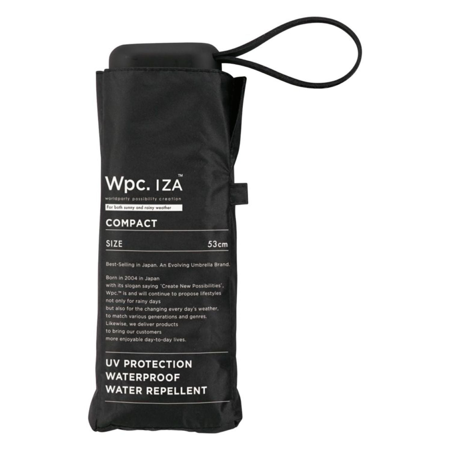 WPC IZA Compact (2025) UV Protection UPF 50+ Umbrella 53cm (Black)