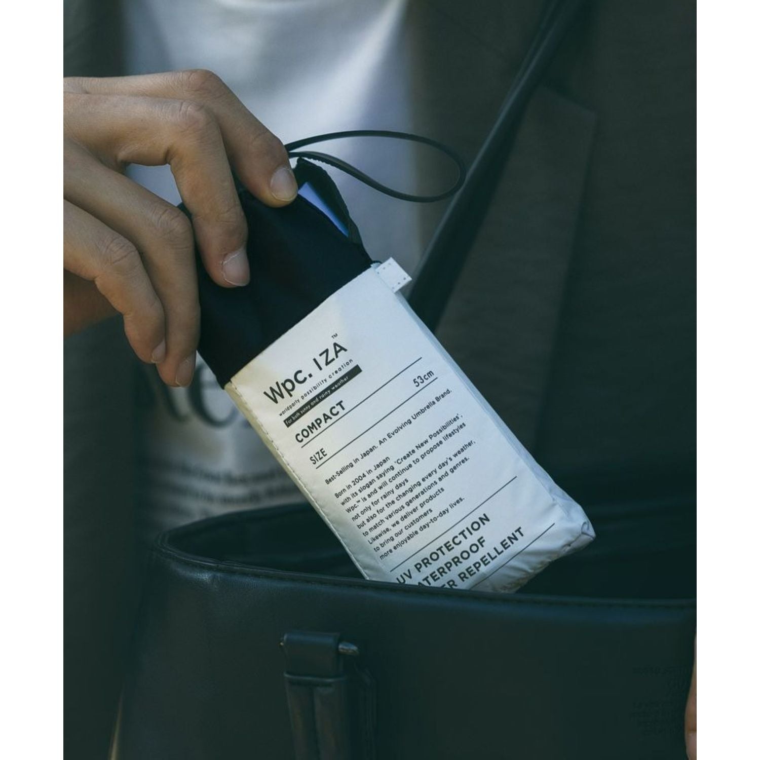 WPC IZA Compact (2025) UV Protection UPF 50+ Umbrella 53cm (Light Grey X Off White)