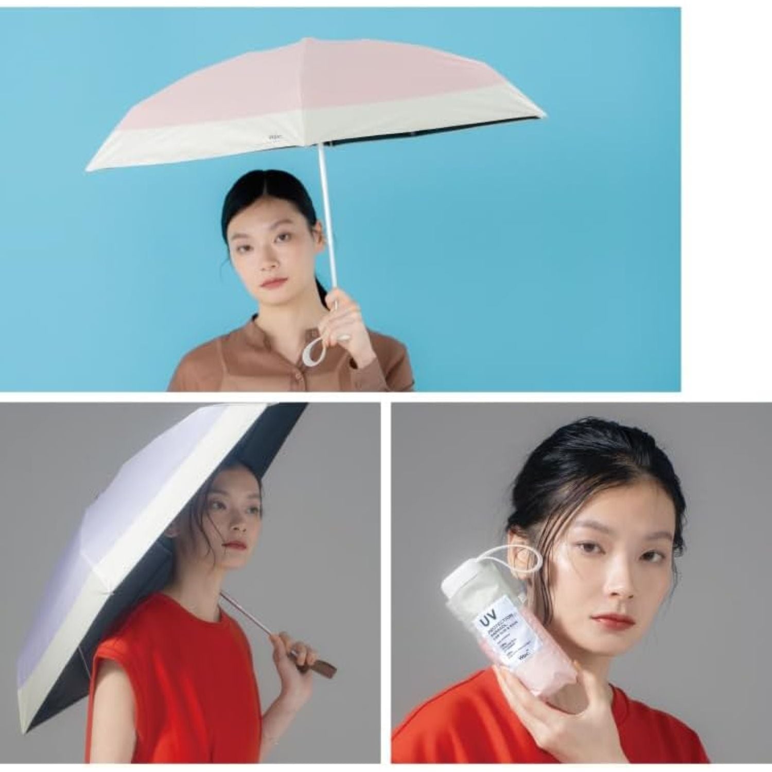 WPC Patchwork Tiny (2025) UV Protection Upf 50+ Umbrella 47cm (Navy)