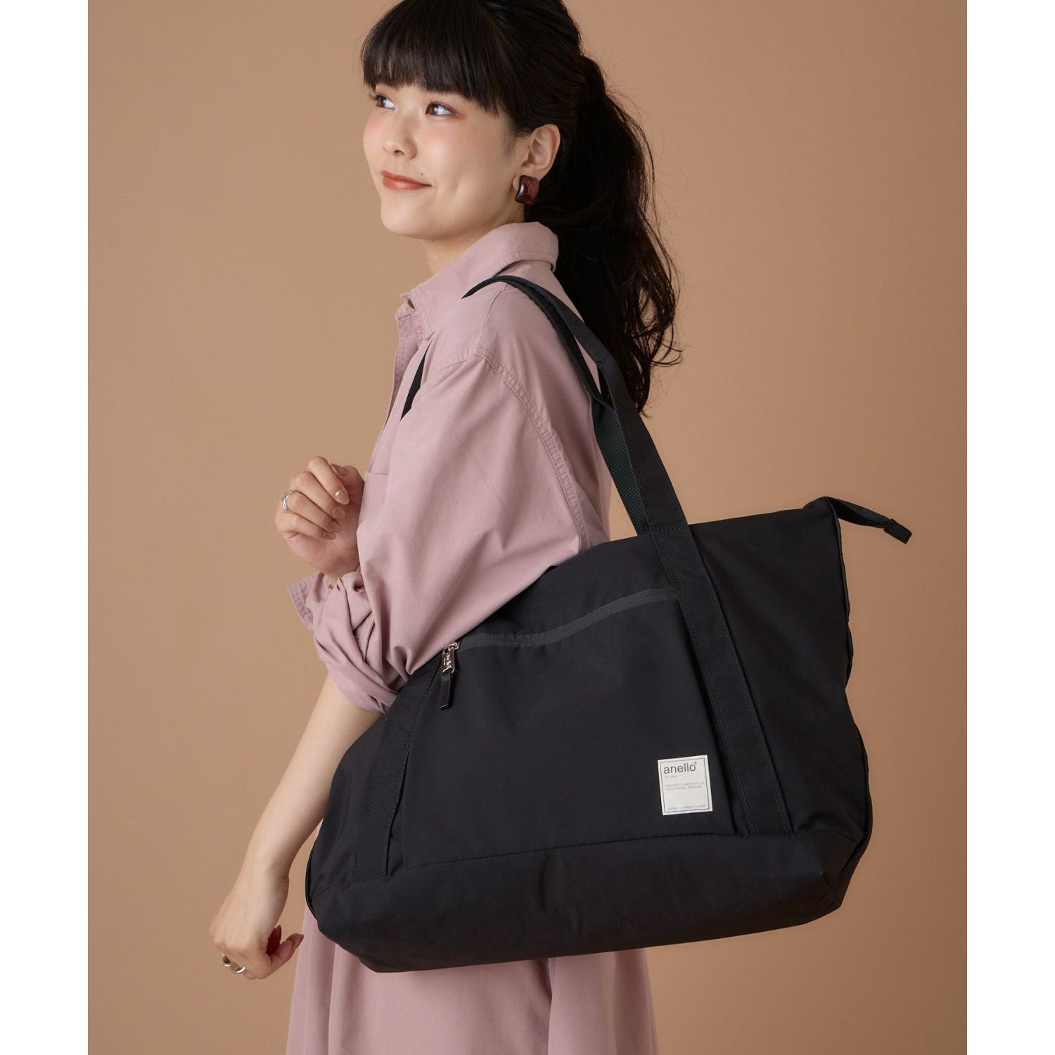 Anello Circle Tote Bag (Black)