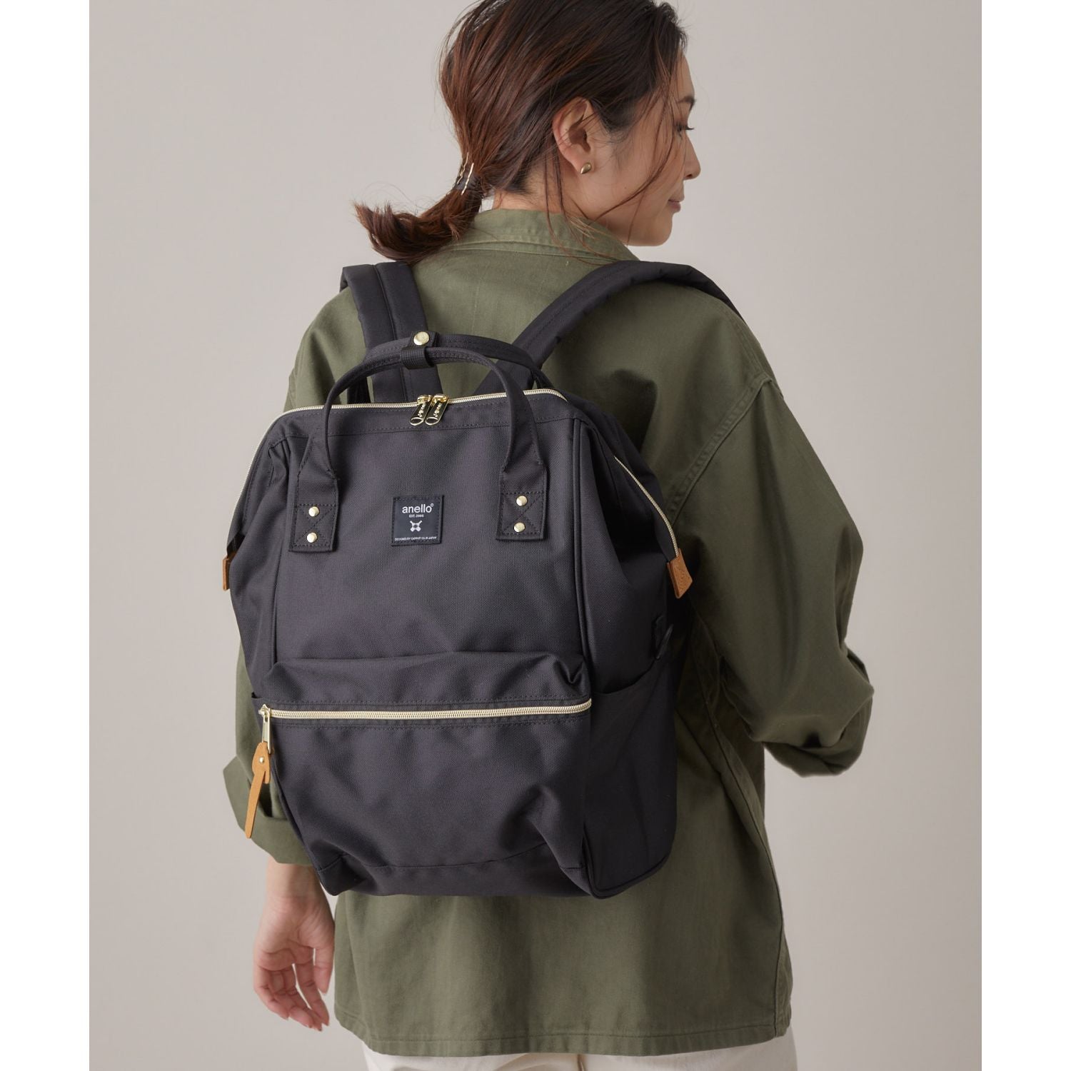 Anello Cross Bottle Kuchigane Backpack R (Black)