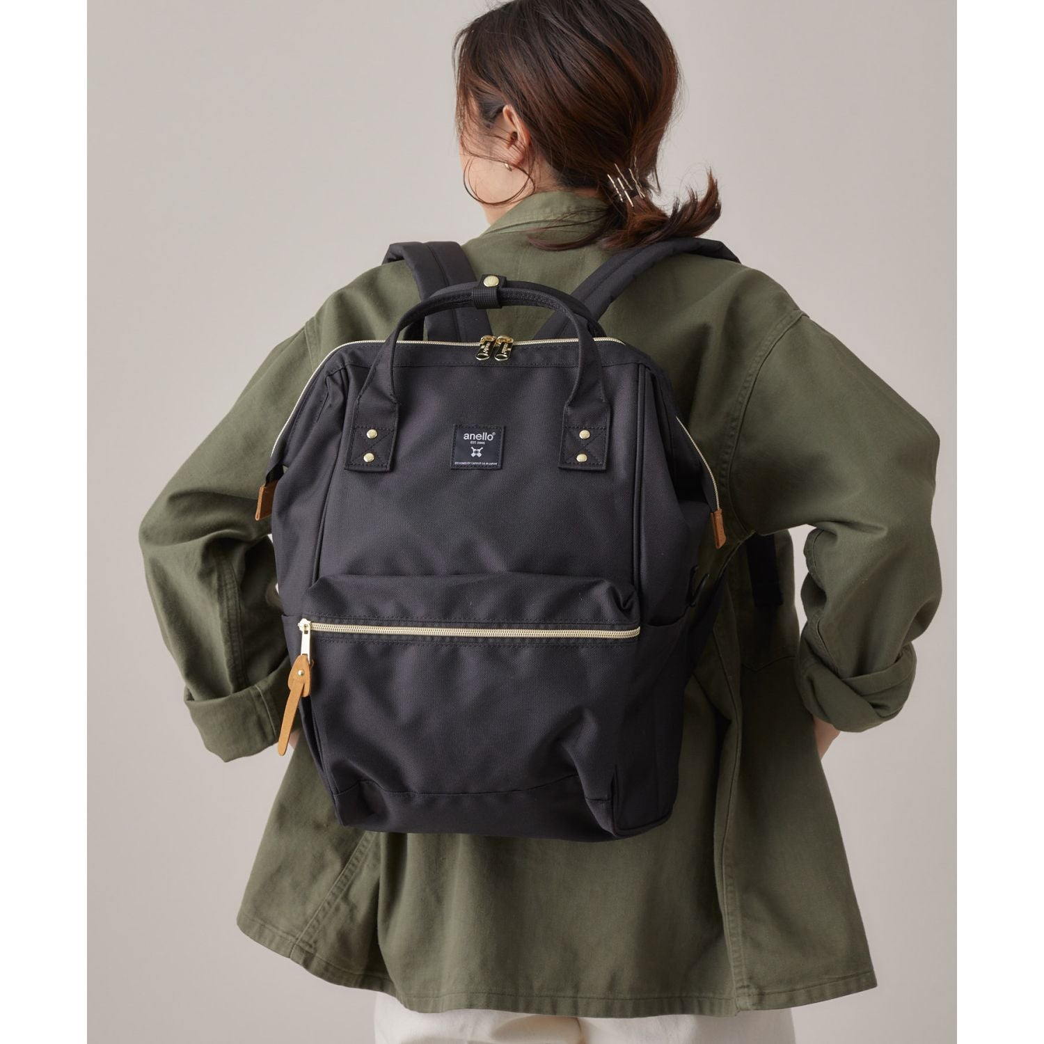 Anello Cross Bottle Kuchigane Backpack R (Black)
