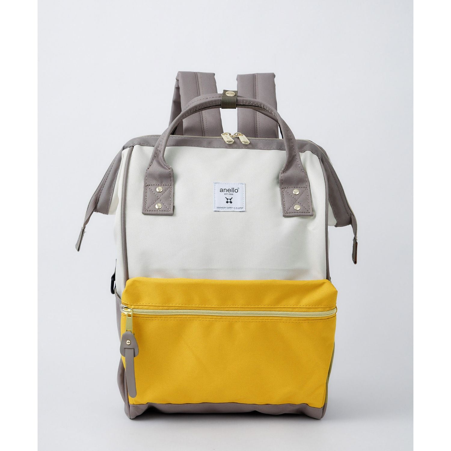 Anello Cross Bottle Kuchigane Backpack R (White/Mustard/Beige)