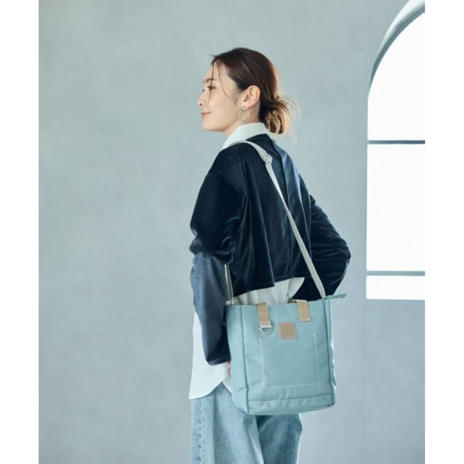 Anello Line 2Way Mini Tote Bag (Navy)