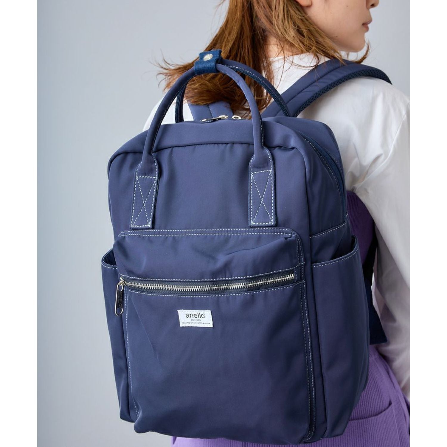Anello Town Squared Backpack (Blue Grey)