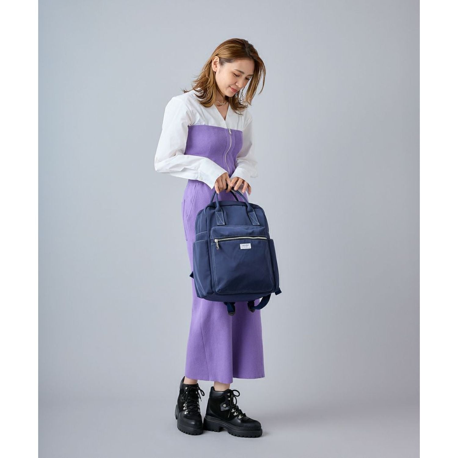 Anello Town Squared Backpack (Blue Grey)