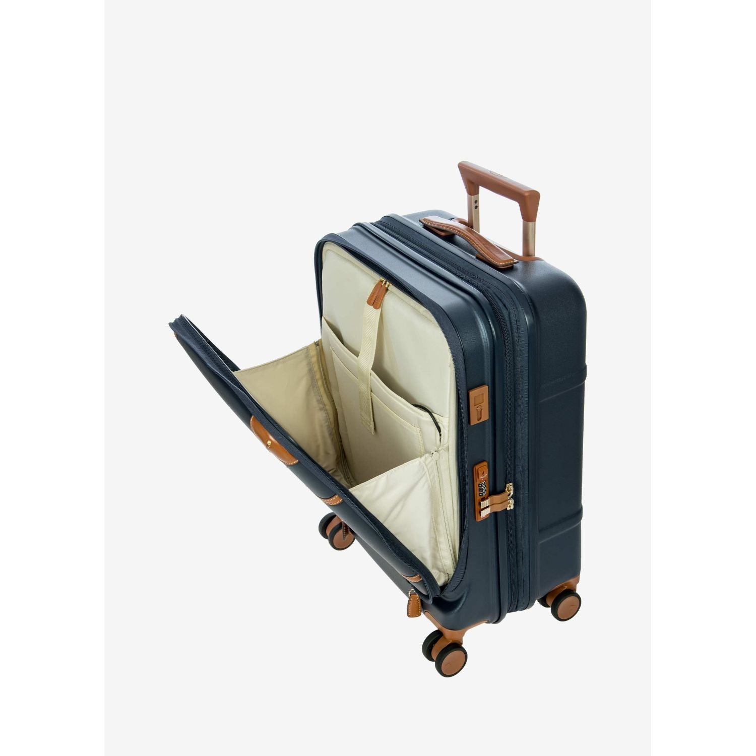 BRIC'S Bellagio 3 21" Expandable Carry-On Luggage Spinner + Pocket with USB (Blue)