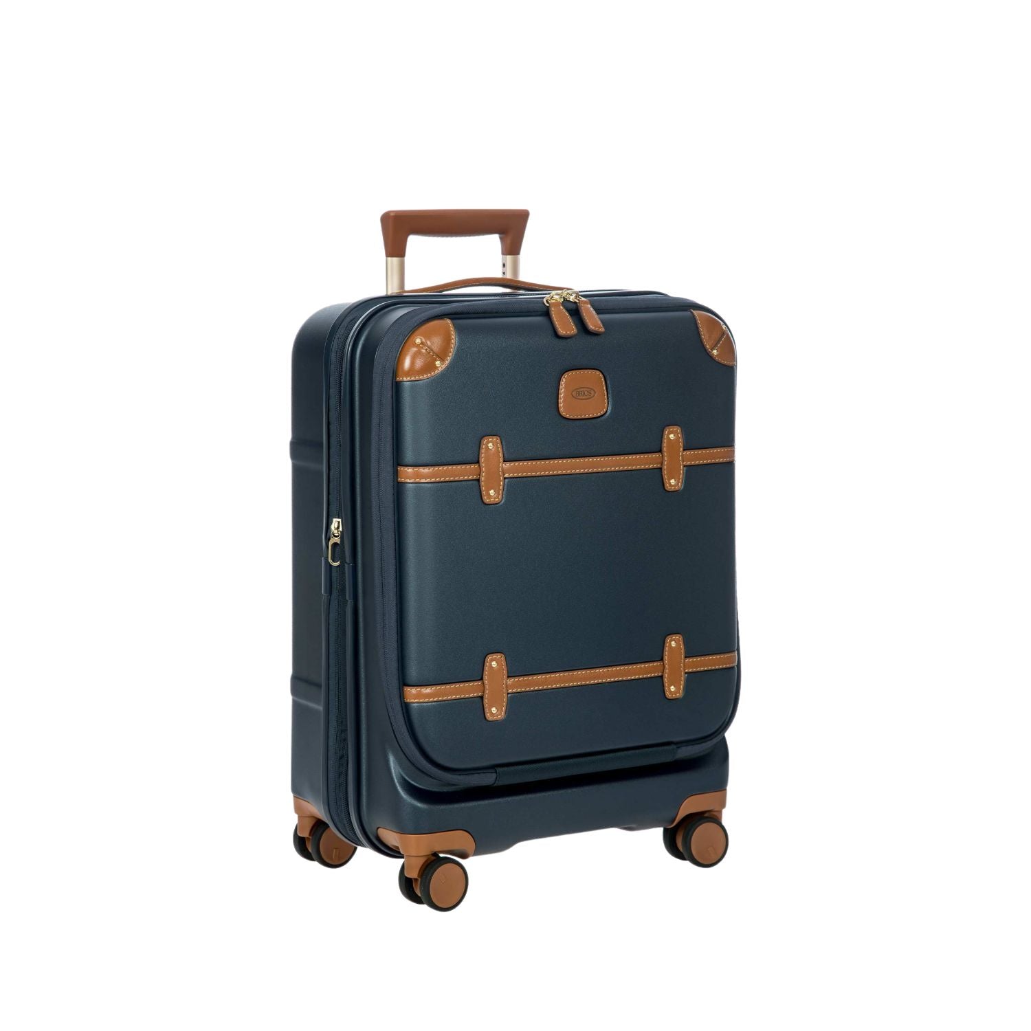 BRIC'S Bellagio 3 21" Expandable Carry-On Luggage Spinner + Pocket with USB (Blue)