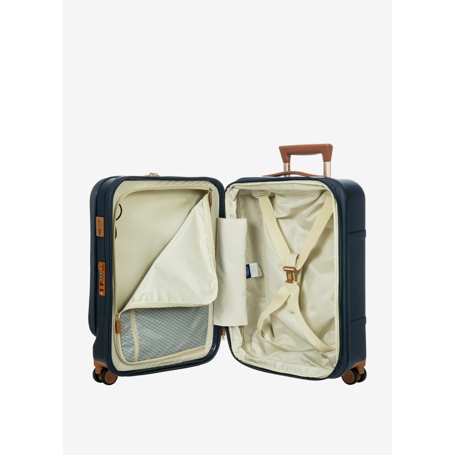 BRIC'S Bellagio 3 21" Expandable Carry-On Luggage Spinner + Pocket with USB (Blue)