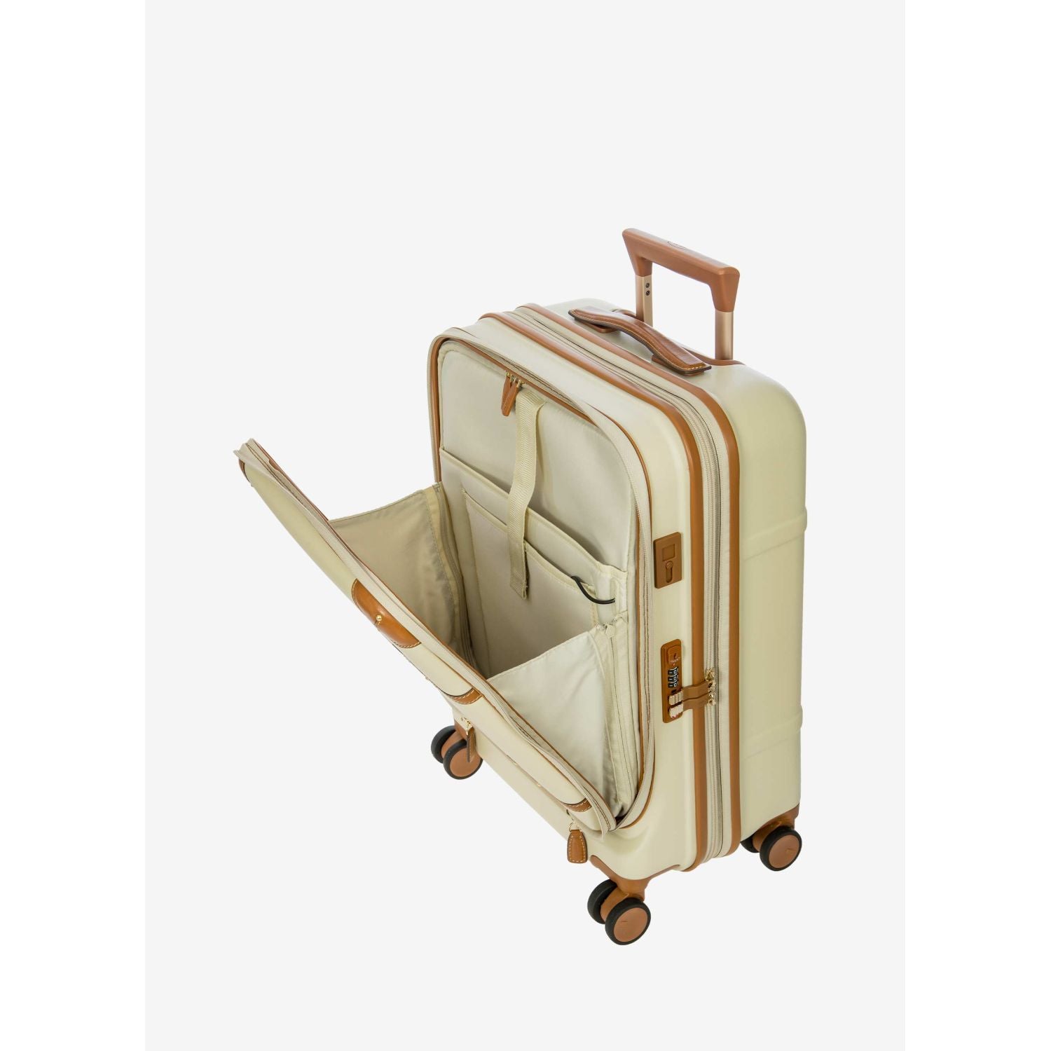 BRIC'S Bellagio 3 21" Expandable Carry-On Luggage Spinner + Pocket with USB (Cream)