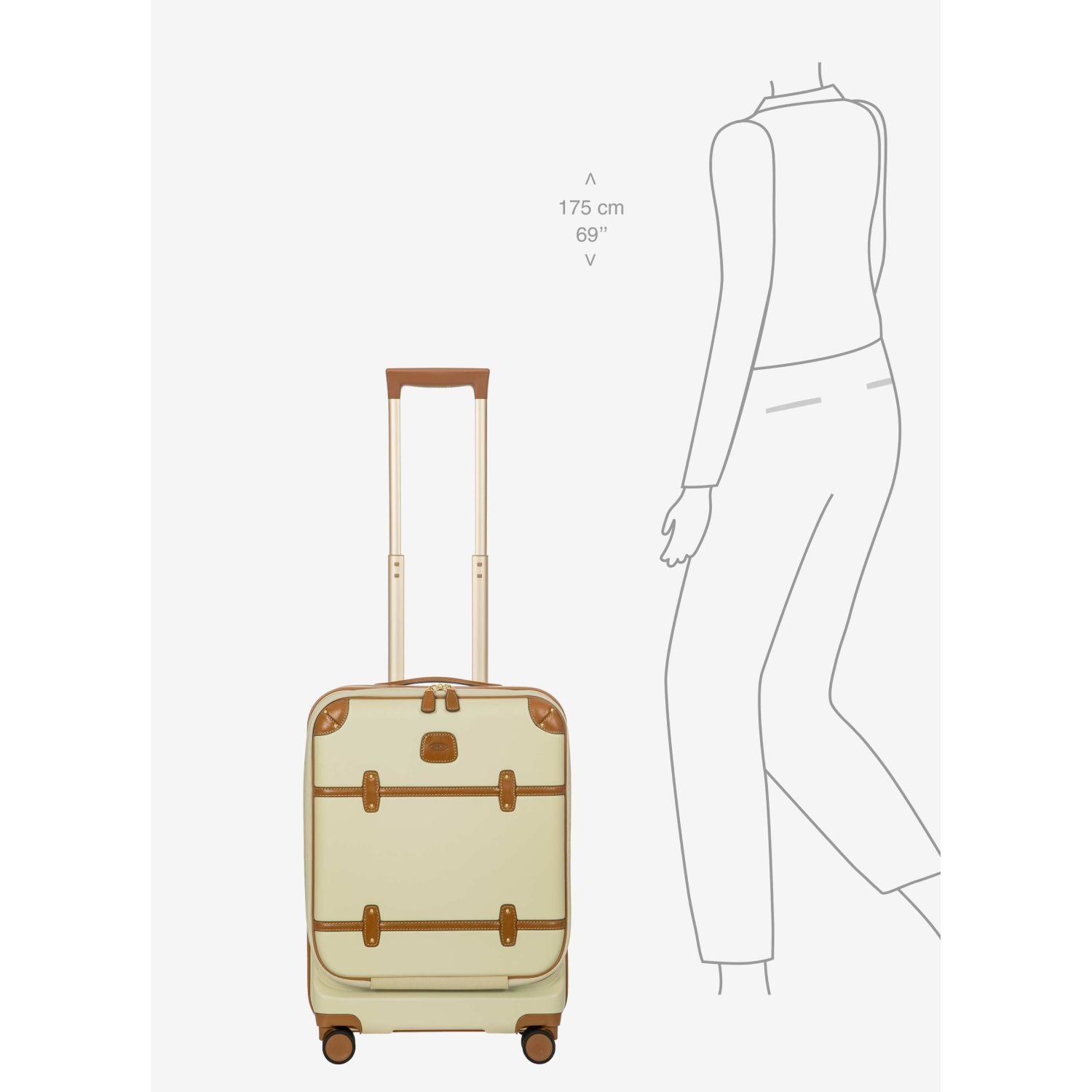 BRIC'S Bellagio 3 21" Expandable Carry-On Luggage Spinner + Pocket with USB (Cream)