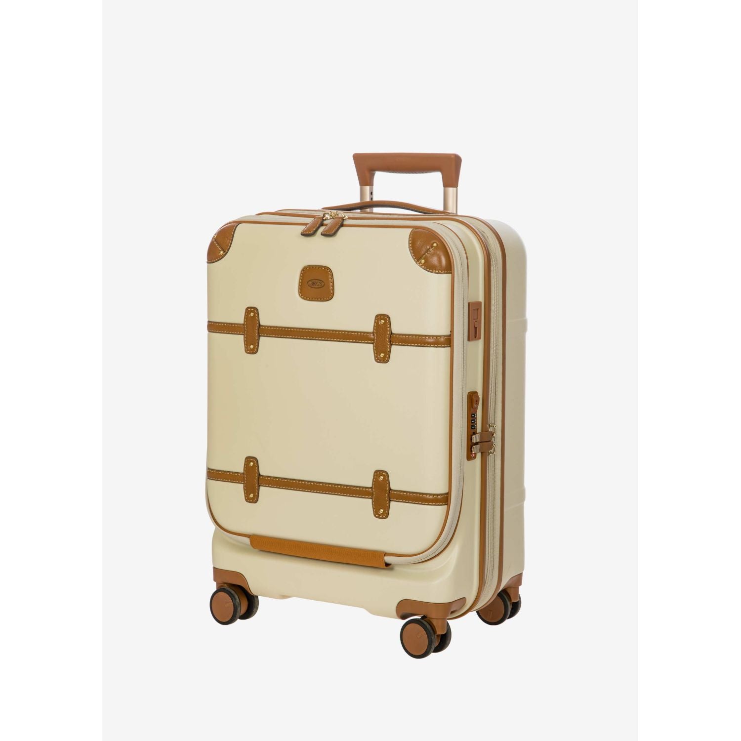 BRIC'S Bellagio 3 21" Expandable Carry-On Luggage Spinner + Pocket with USB (Cream)