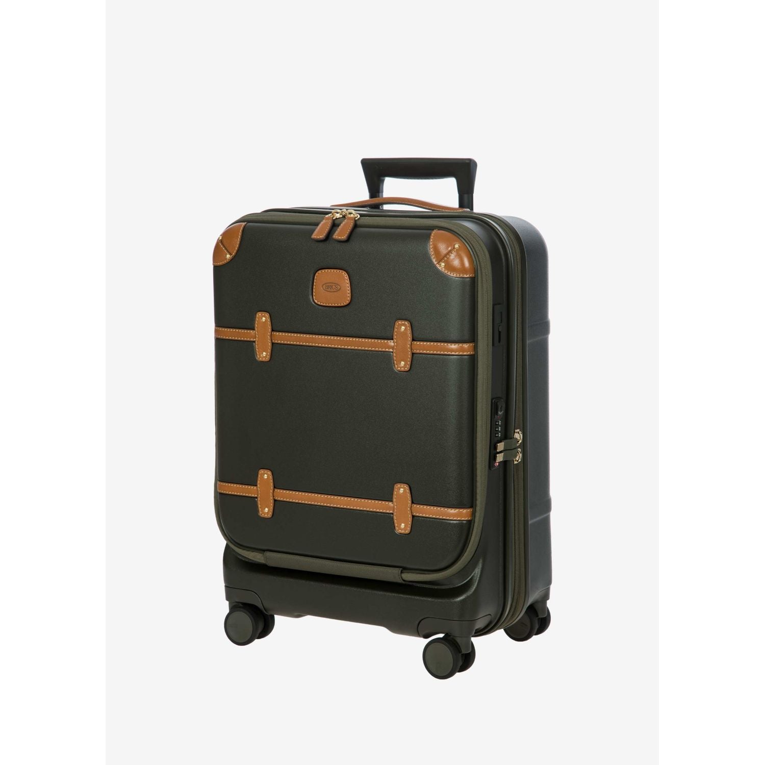 BRIC'S Bellagio 3 21" Expandable Carry-On Luggage Spinner + Pocket with USB (Olive)