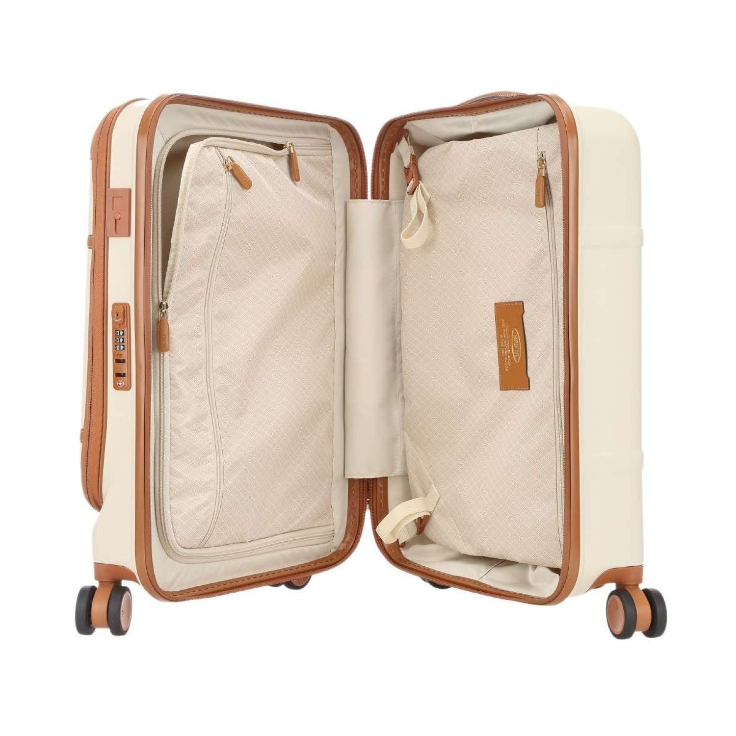 BRIC'S Bellagio V2 21" Carry On Luggage Spinner + Pocket with USB (Cream)