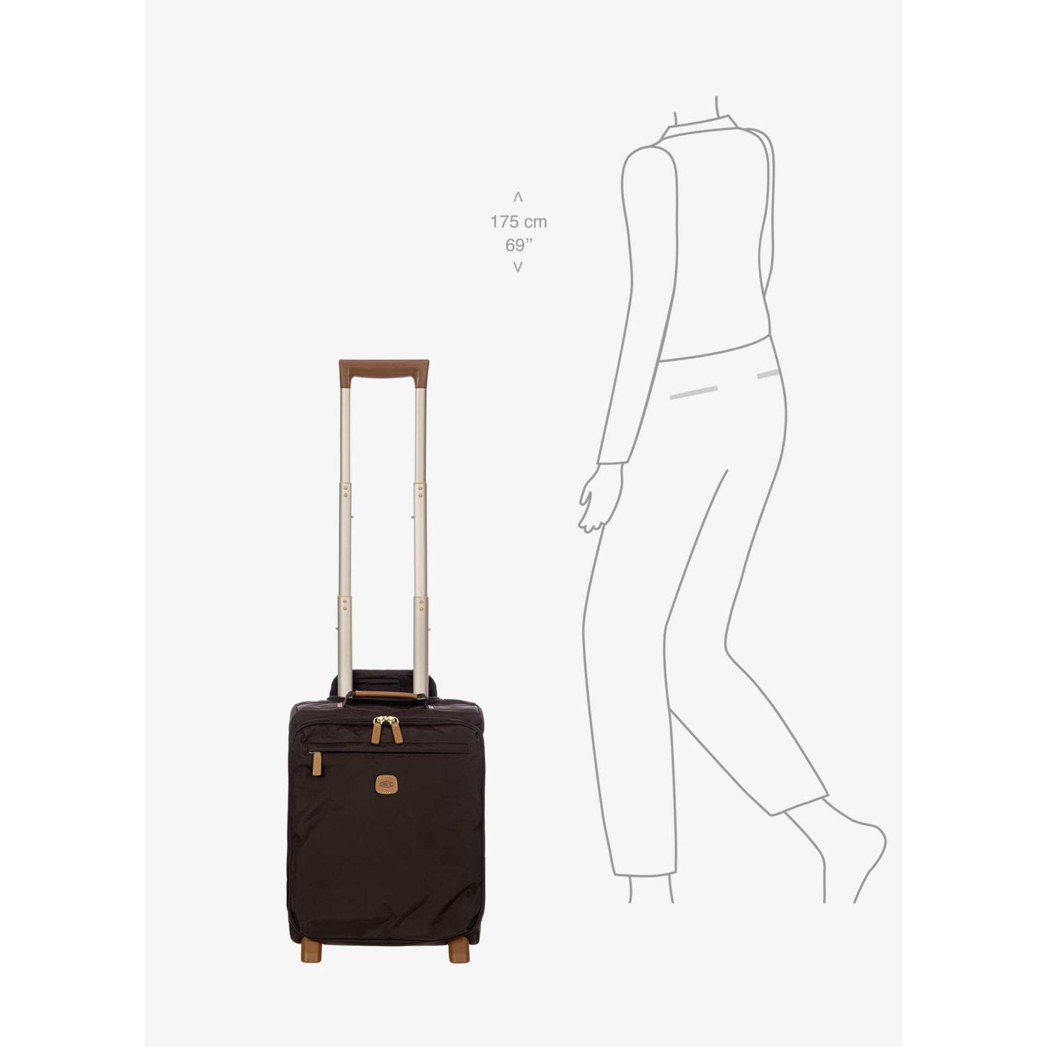 BRIC'S X-Travel 17.5" Underseat Trolley Luggage With Front Access Opening (Brown)