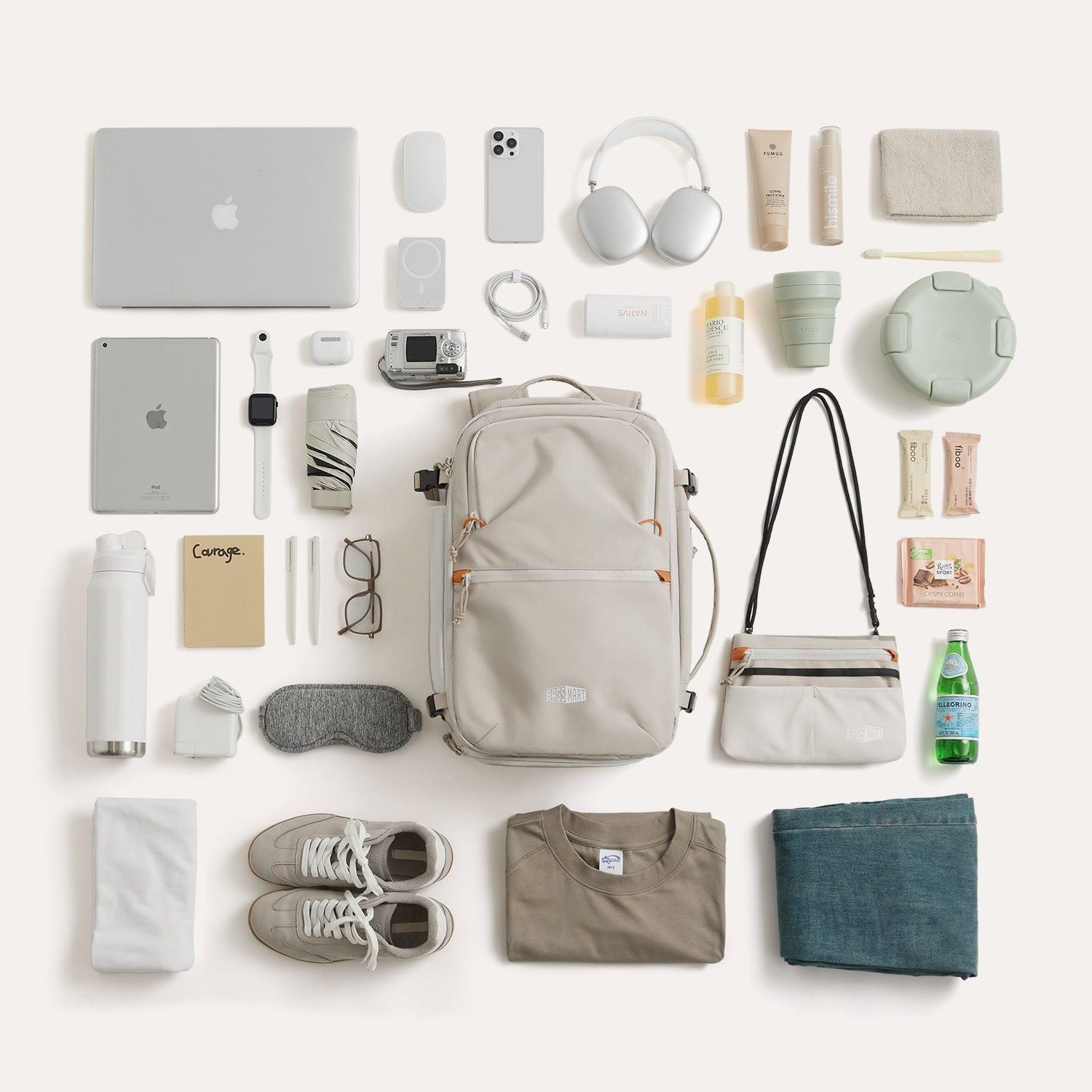 Bagsmart Faro Carry On Travel Backpack Set 29L (Cream)
