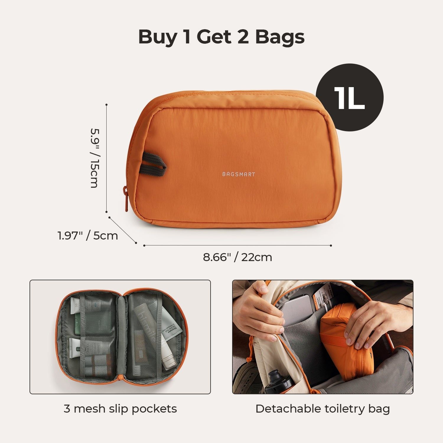 Bagsmart Soar 180 Open Clamshell Travel Backpack 25L Set (Orange)