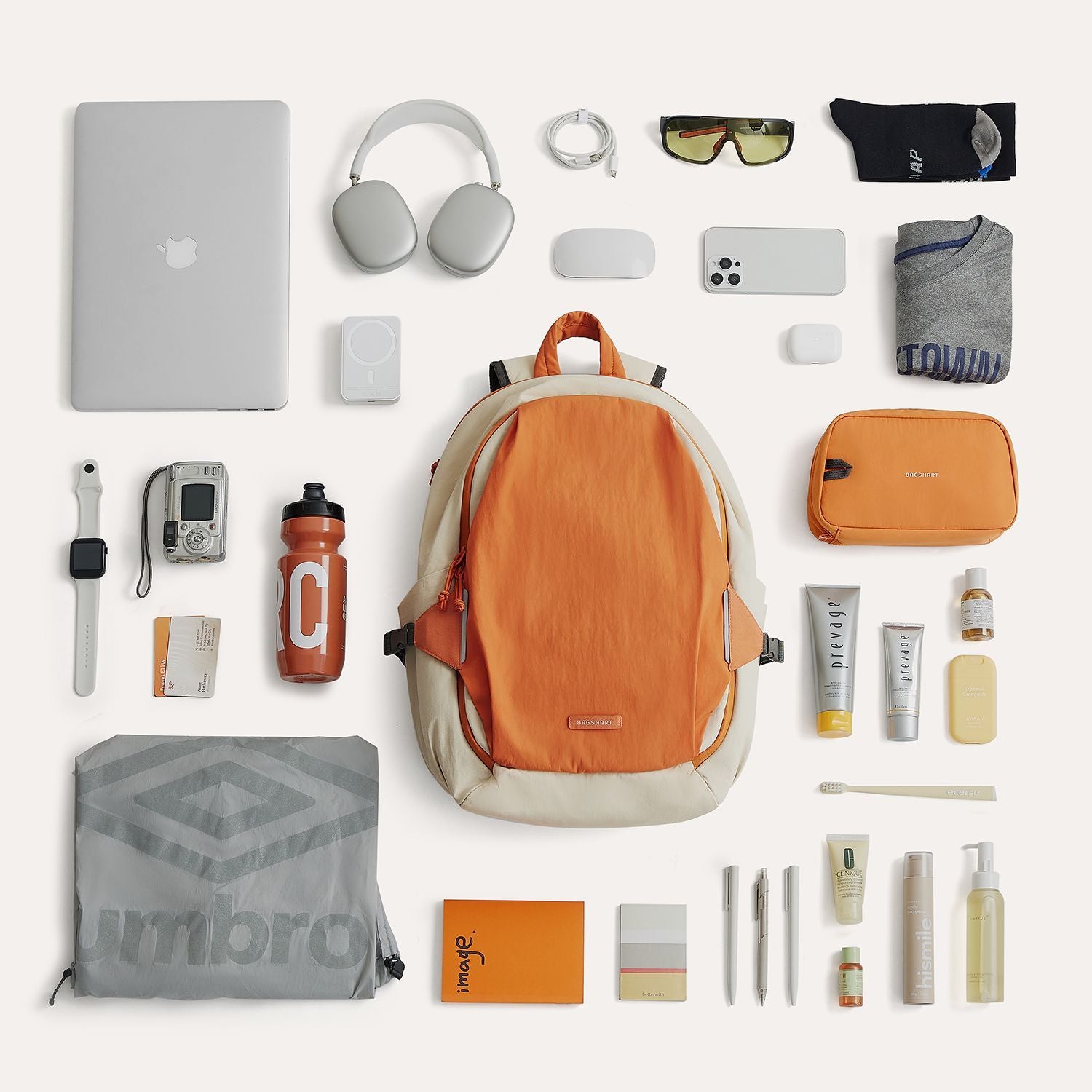 Bagsmart Soar 180 Open Clamshell Travel Backpack 25L Set (Orange)