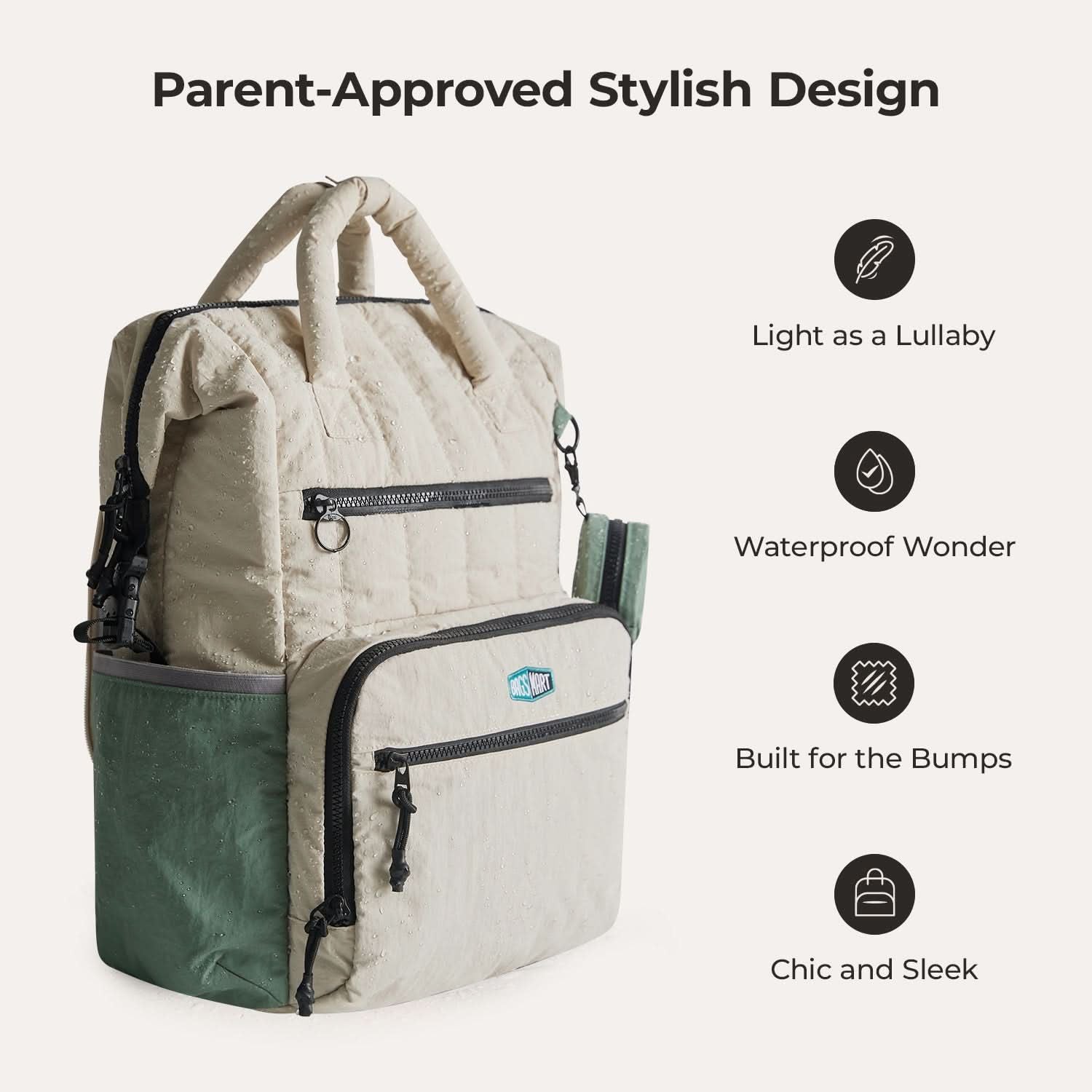 Bagsmart Walker Featherlight Travel Diaper Backpack 25L (Celadon)