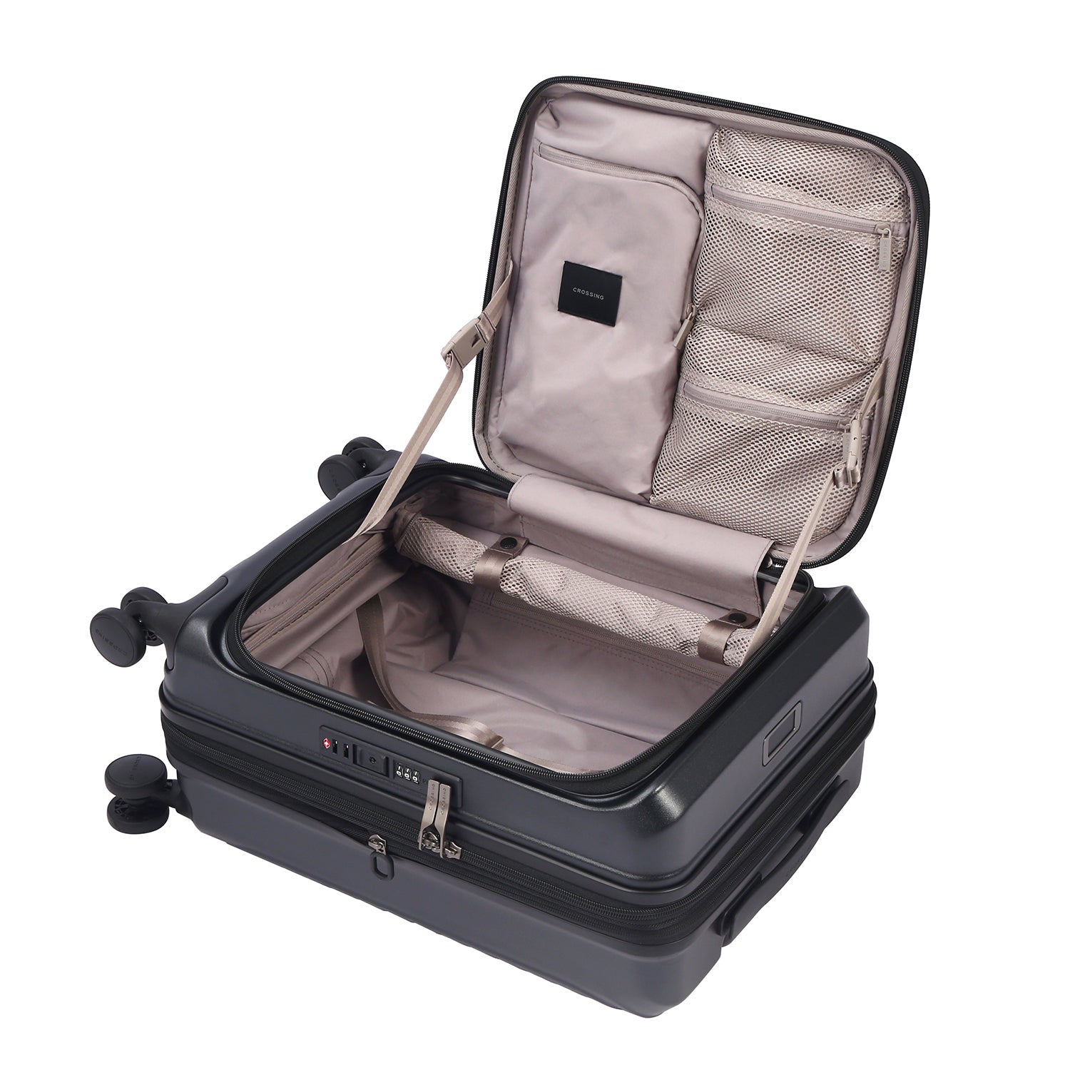 CROSSING INVI 20" Carry On Expandable Luggage With Front & Middle Access V3 - Black