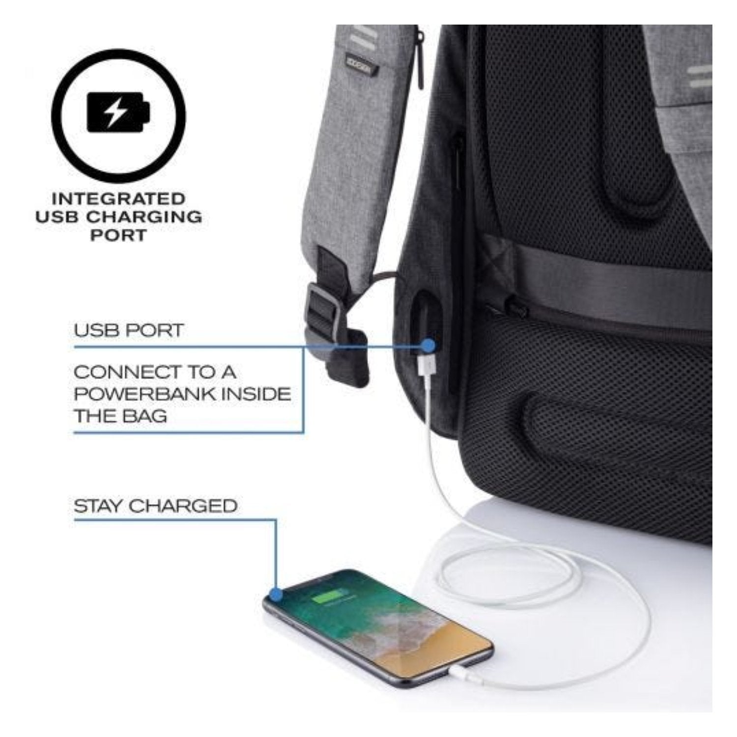 Bobby Hero Regular Anti-Theft Backpack - Grey