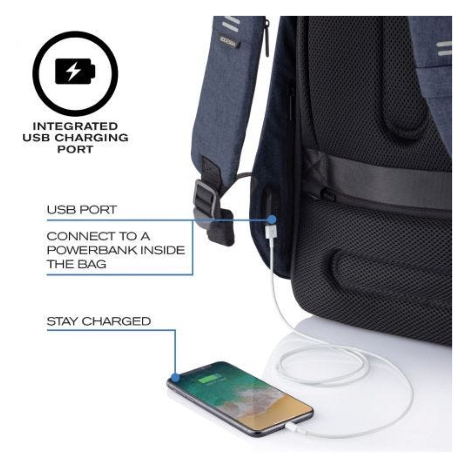 Bobby Hero Regular Anti-Theft Backpack - Navy