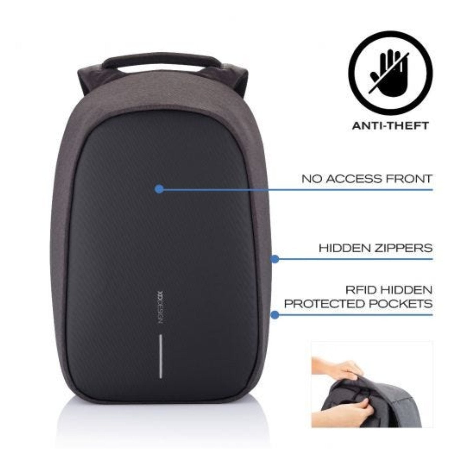 Bobby Hero Small Anti-Theft Backpack - Black