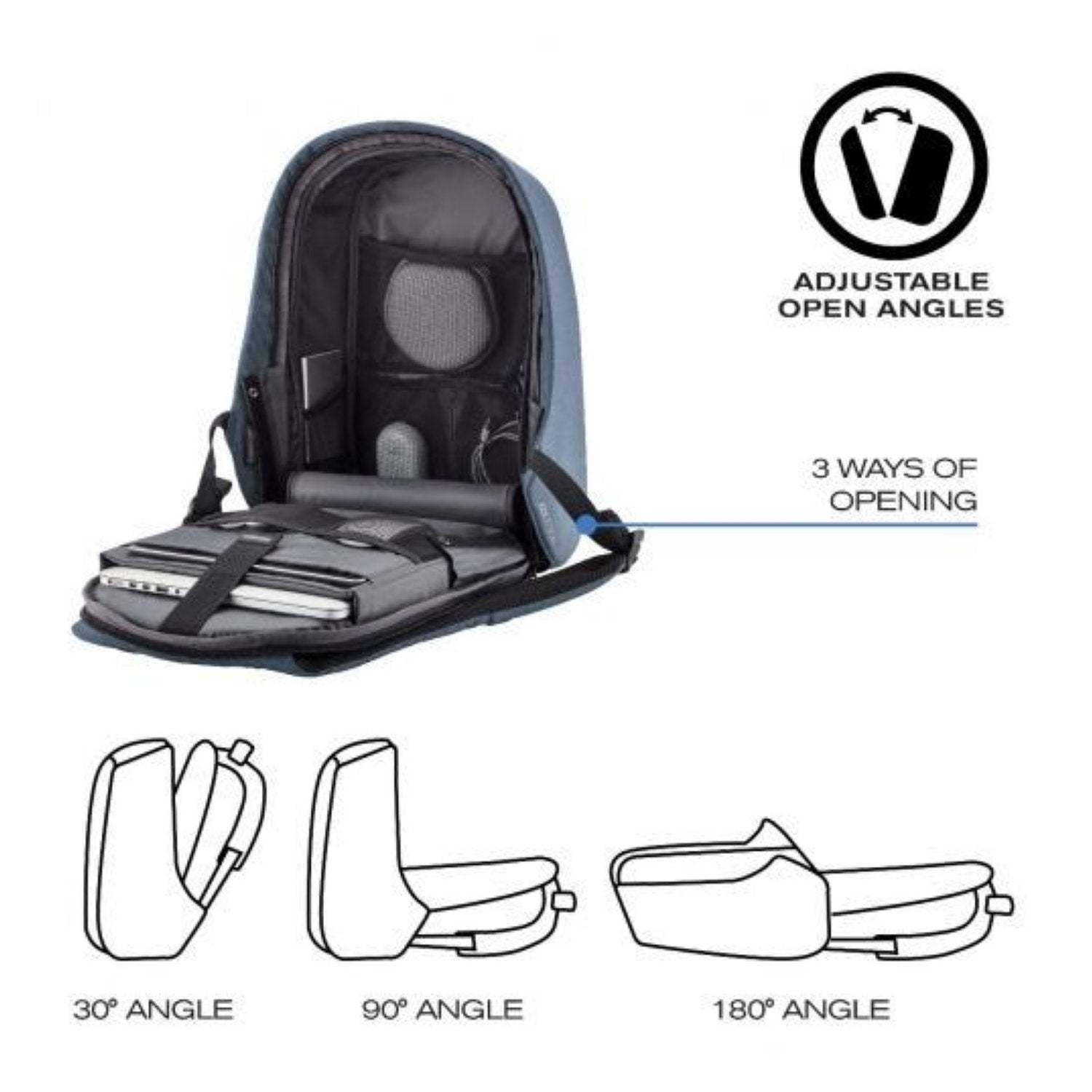 Bobby Hero Small Anti-Theft Backpack - Light Blue