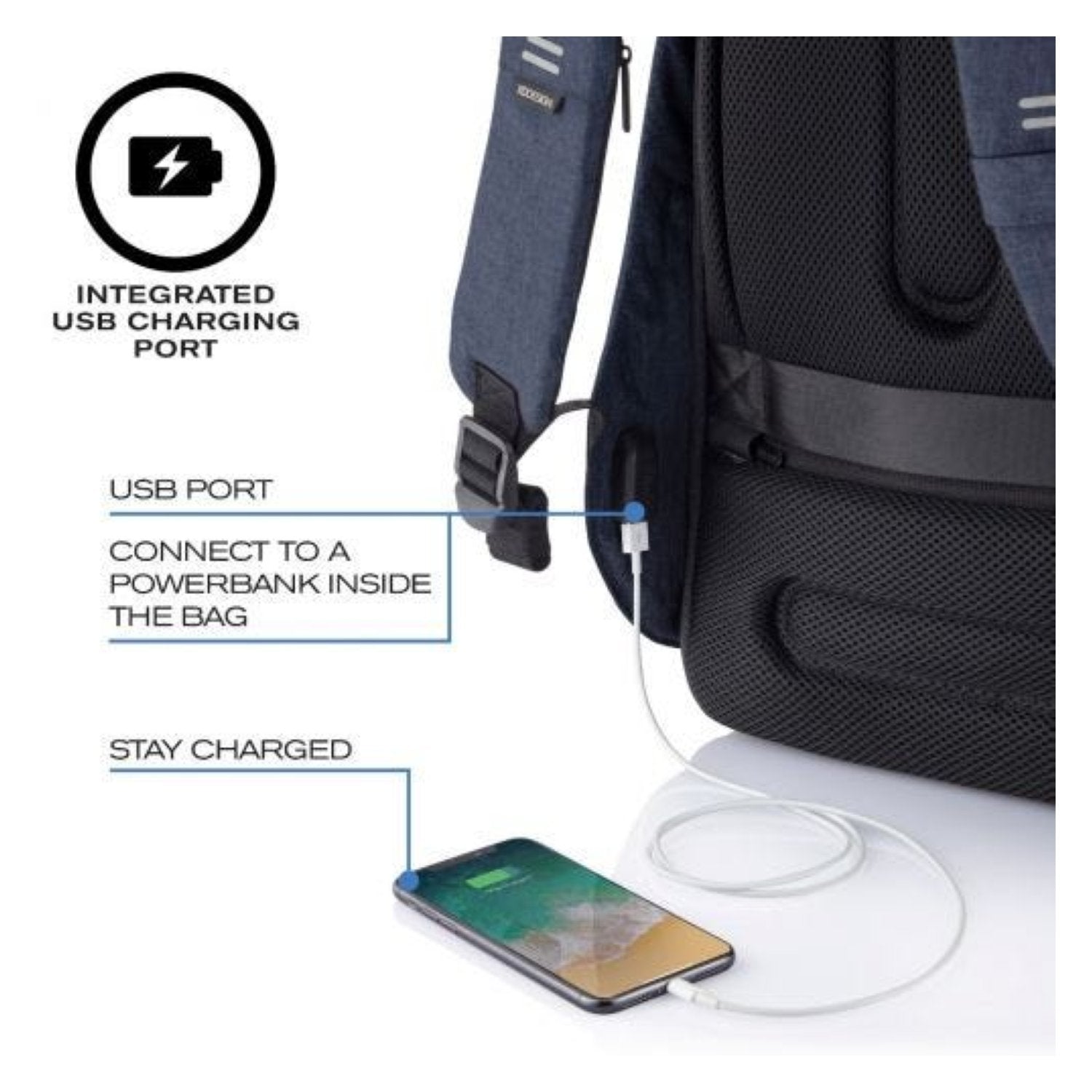 Bobby Hero Small Anti-Theft Backpack - Navy