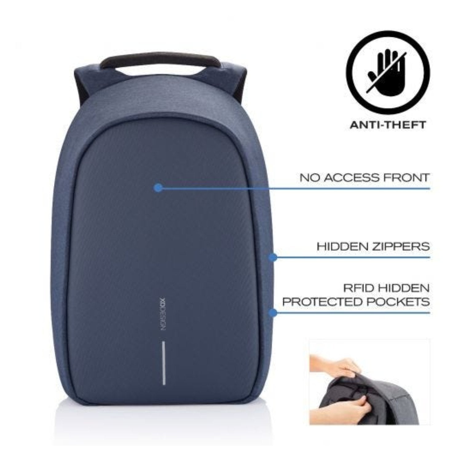 Bobby Hero Small Anti-Theft Backpack - Navy