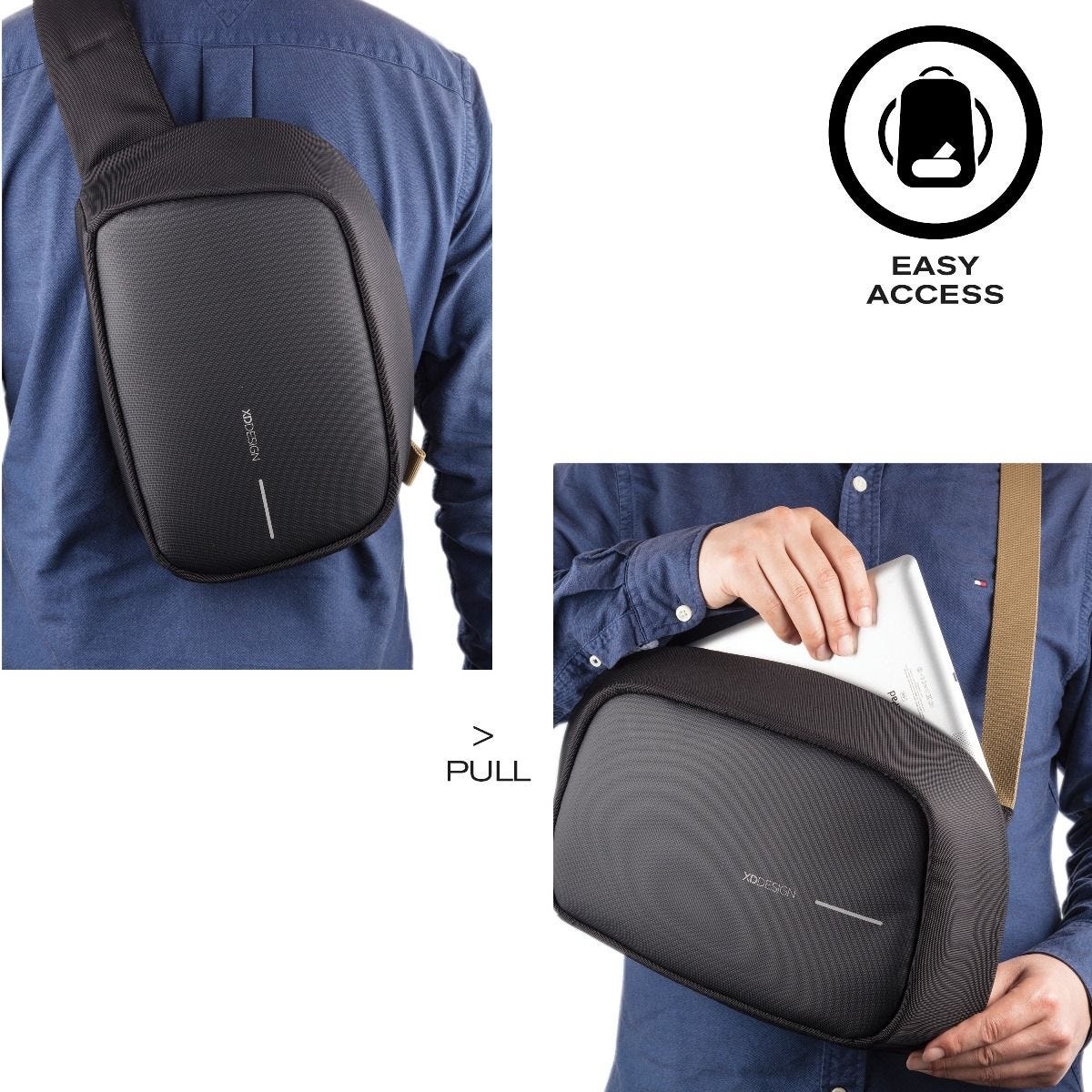 Anti-Theft Crossbody Gamer Sling Backpack - Weapon Graphic, Adjustable Chest Bag - View #2