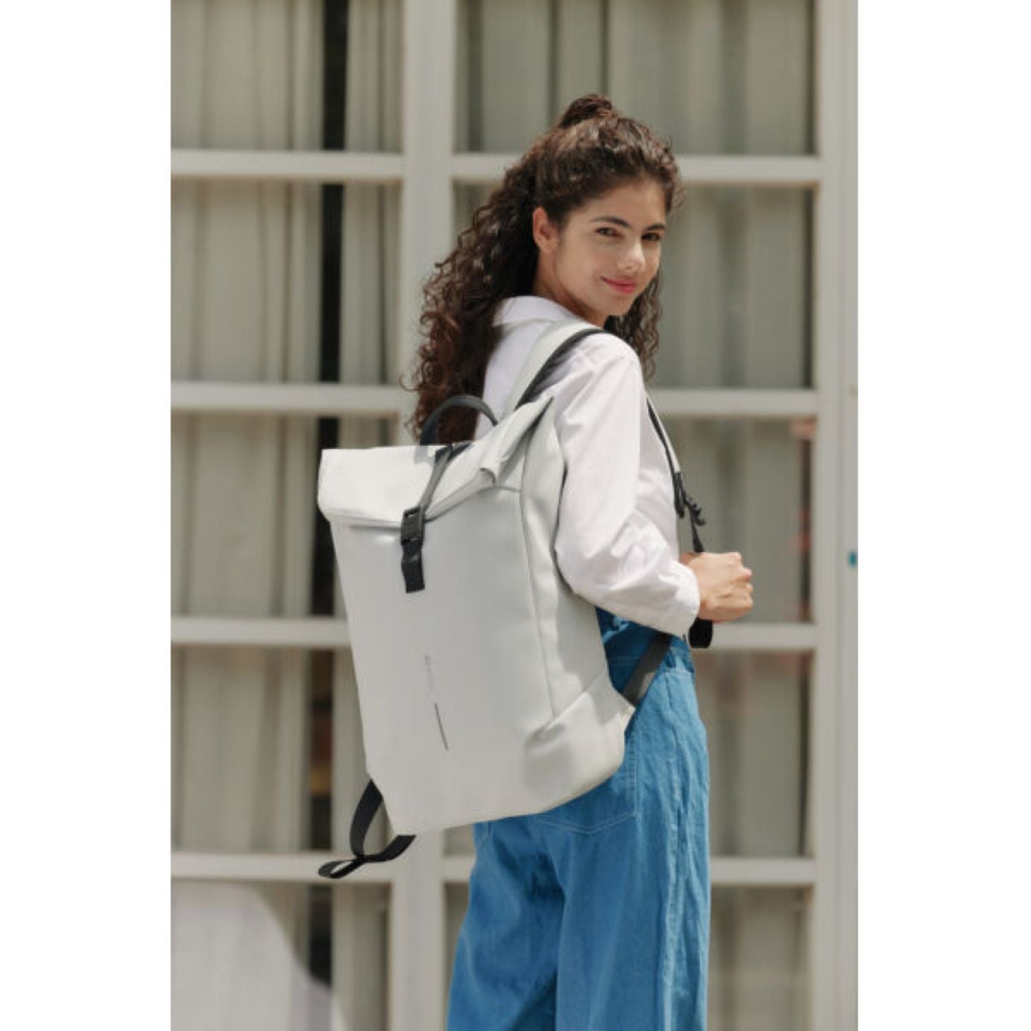 Bobby XD Design Urban Water Resistant Flap-Top Backpack 18L To 23L - Off White