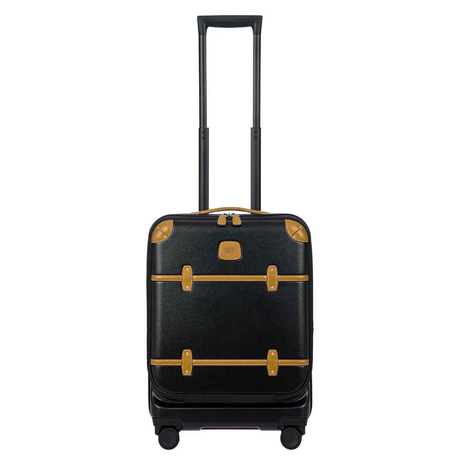 BRIC'S Bellagio 2 21" Carry-On Luggage With Front Access Opening Spinner And Pocket With USB (Black/Tobacco)