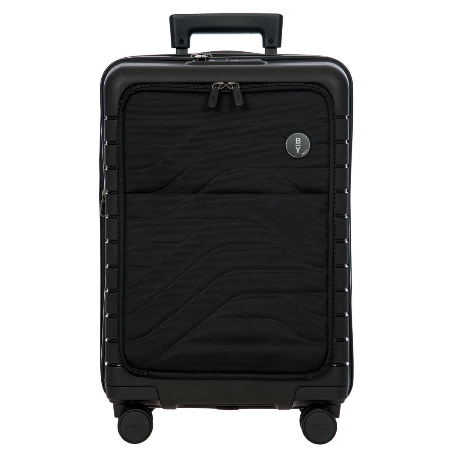 BRIC'S Ulisse 21" Expandable Carry On Luggage Spinner With Front Pocket (Black)