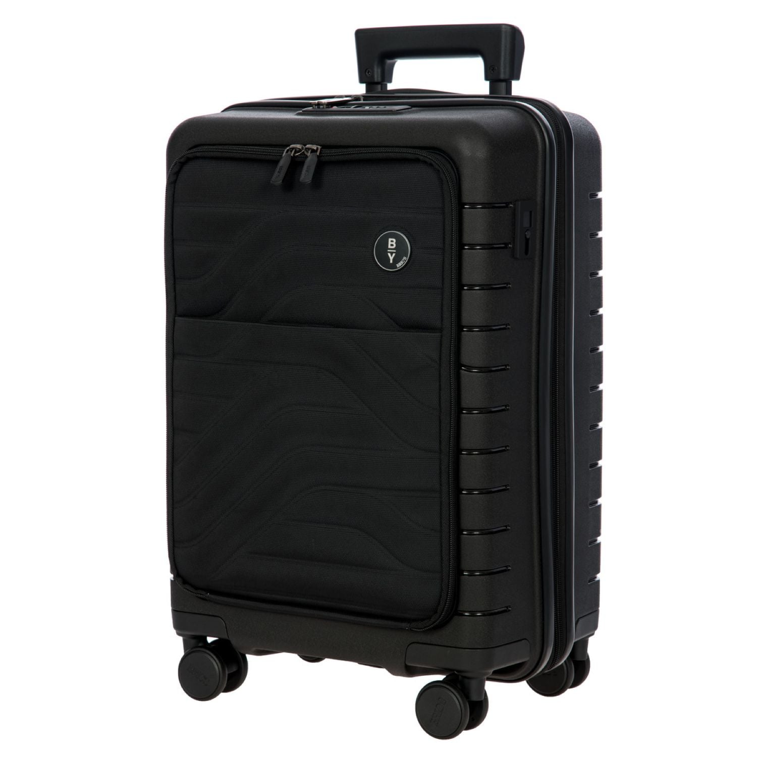 BRIC'S Ulisse 21" Expandable Carry On Luggage Spinner With Front Pocket (Black)