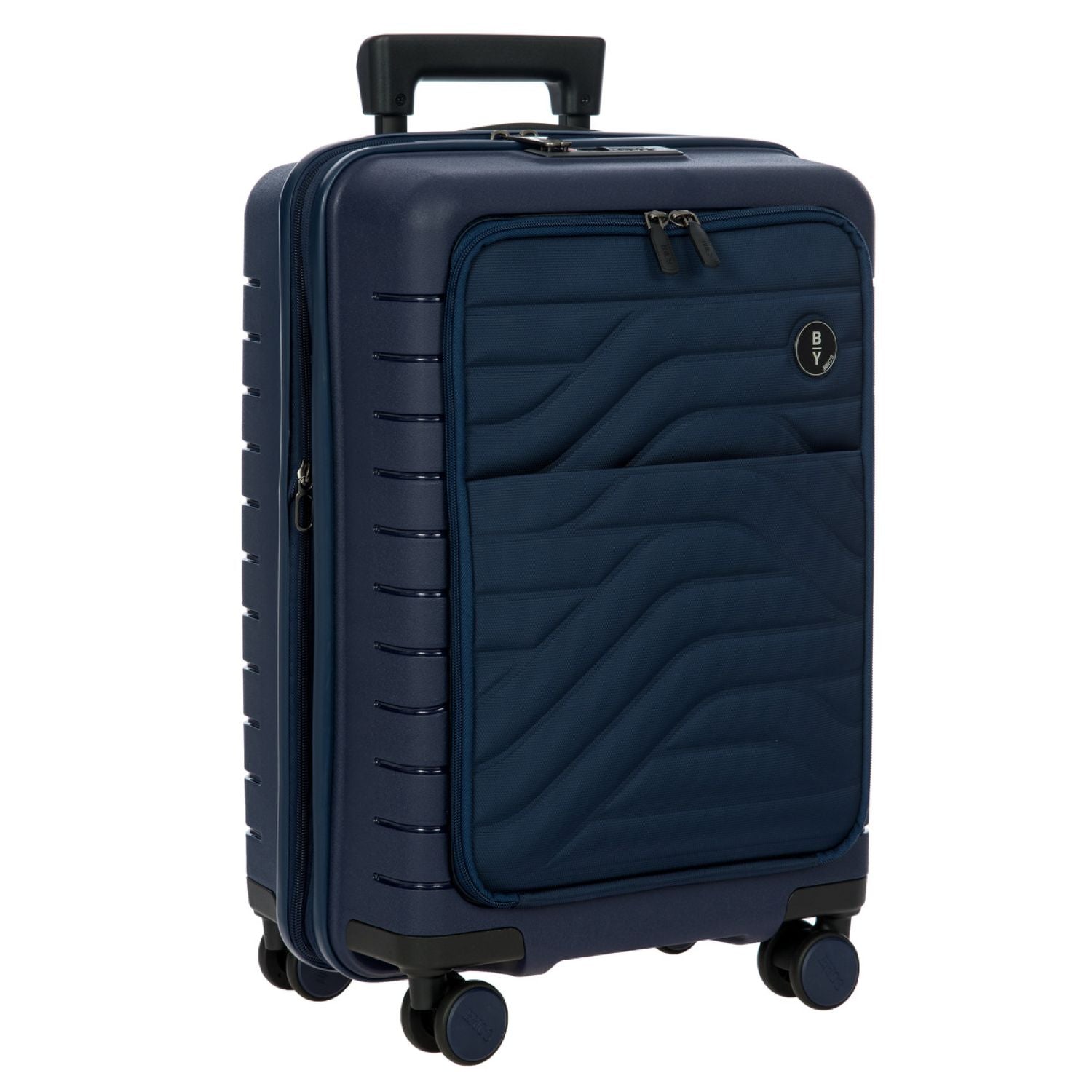 BRIC'S Ulisse 21" Expandable Carry On Luggage Spinner With Front Pocket (Ocean Blue)